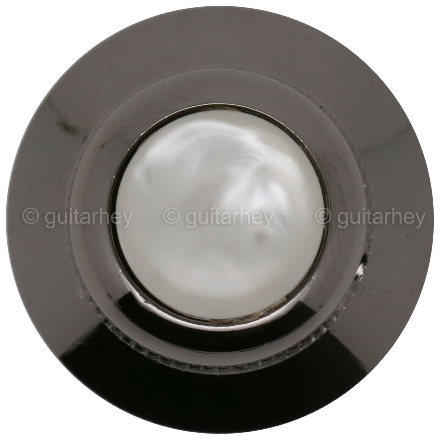 NEW (1) Q-Parts UFO Guitar Knob KBU-0751 Acrylic White Pearl on Top COSMO BLACK