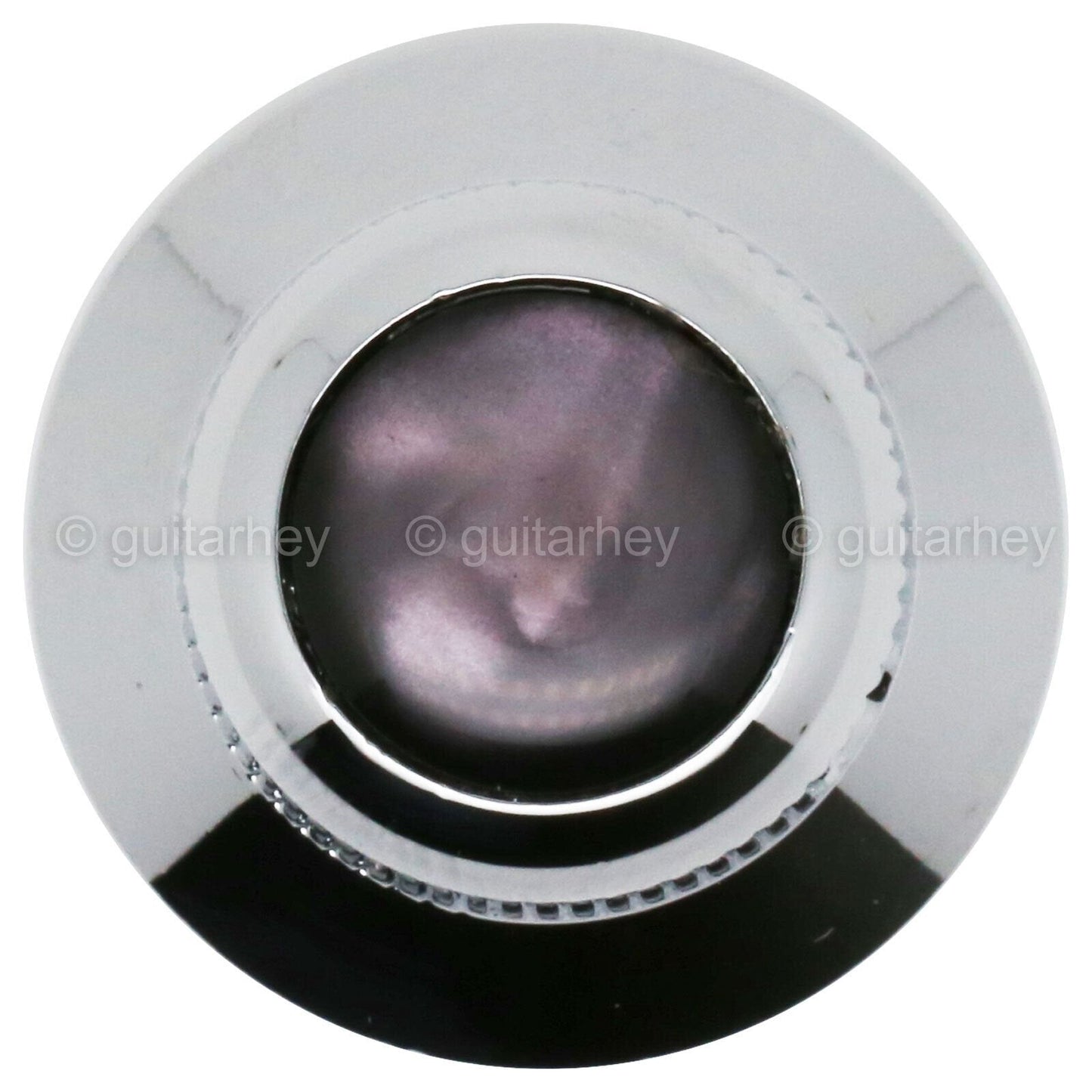 NEW (1) Q-Parts UFO Guitar Knob KCU-0749 Acrylic Black Pearl on Top - CHROME