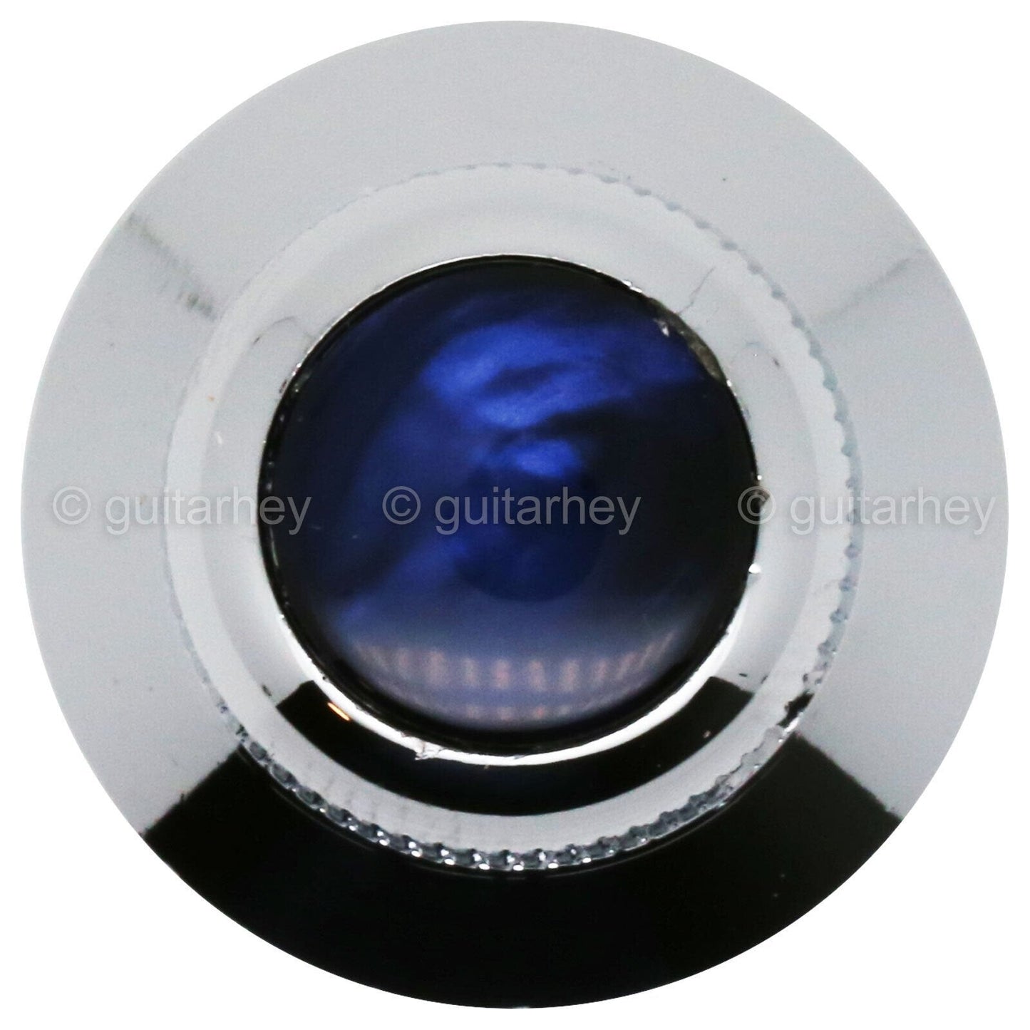 NEW (1) Q-Parts UFO Guitar Knob KCU-0758 Acrylic Blue Pearl on Top - CHROME