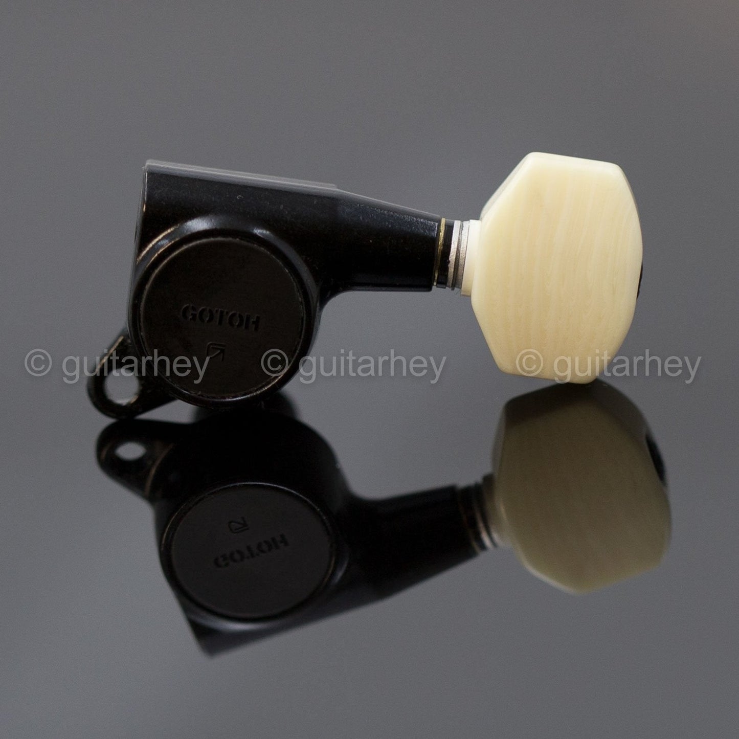 NEW Gotoh SG381-M07 MIJ L3+R3 Set Tuners IVORY Style Buttons 3x3 - BLACK