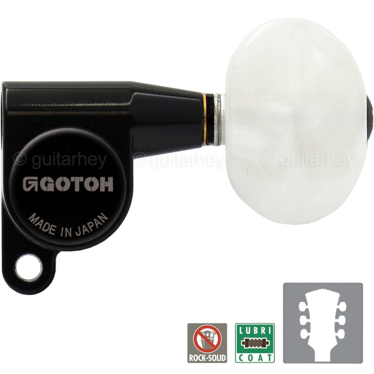 NEW Gotoh SG360-P1 L3+R3 Mini Tuning Keys LARGE OVAL PEARL Buttons 3x3 - BLACK