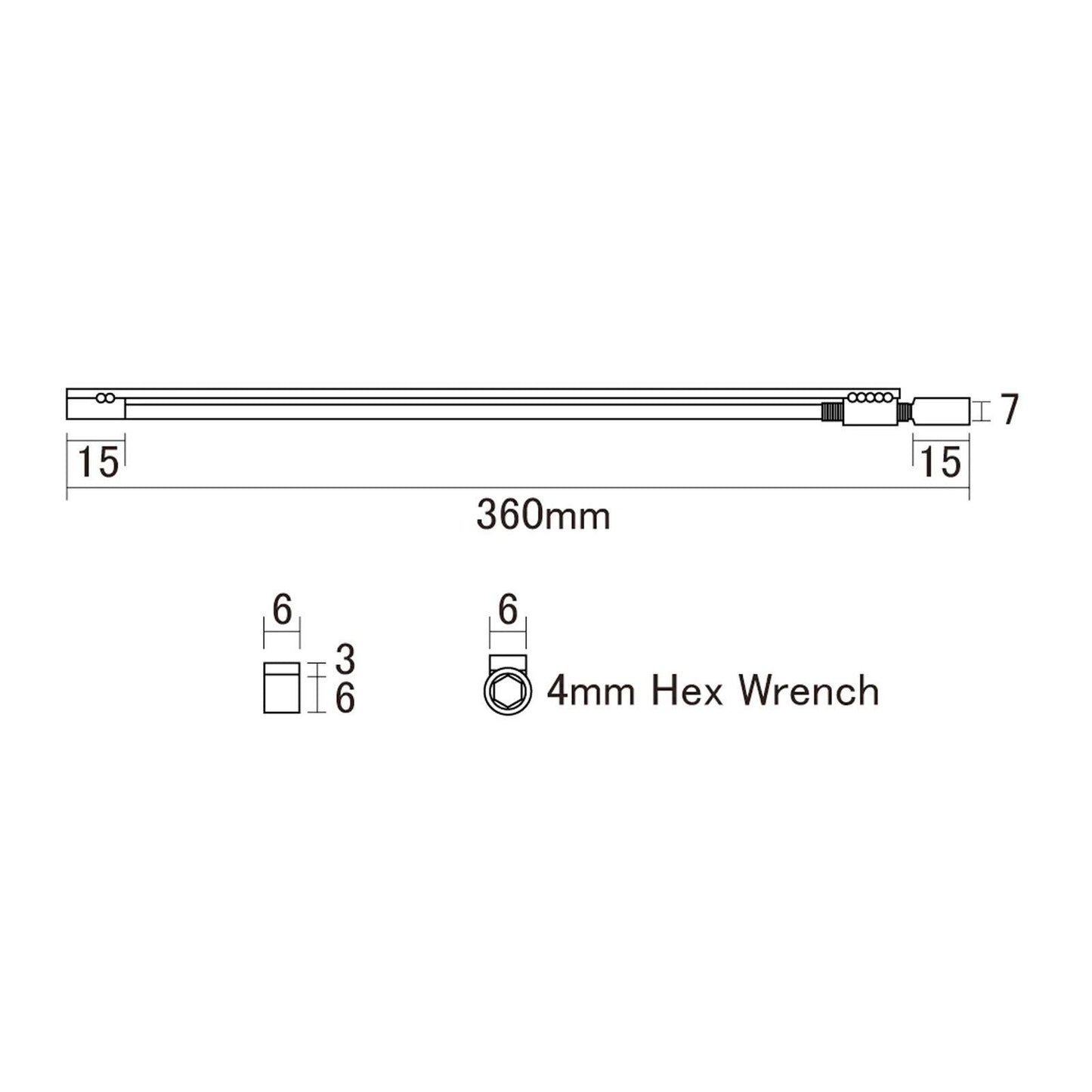 NEW Hosco Two-way Steel Truss Rod - Wrench: 4mm, Length : 360mm Weight : 101g
