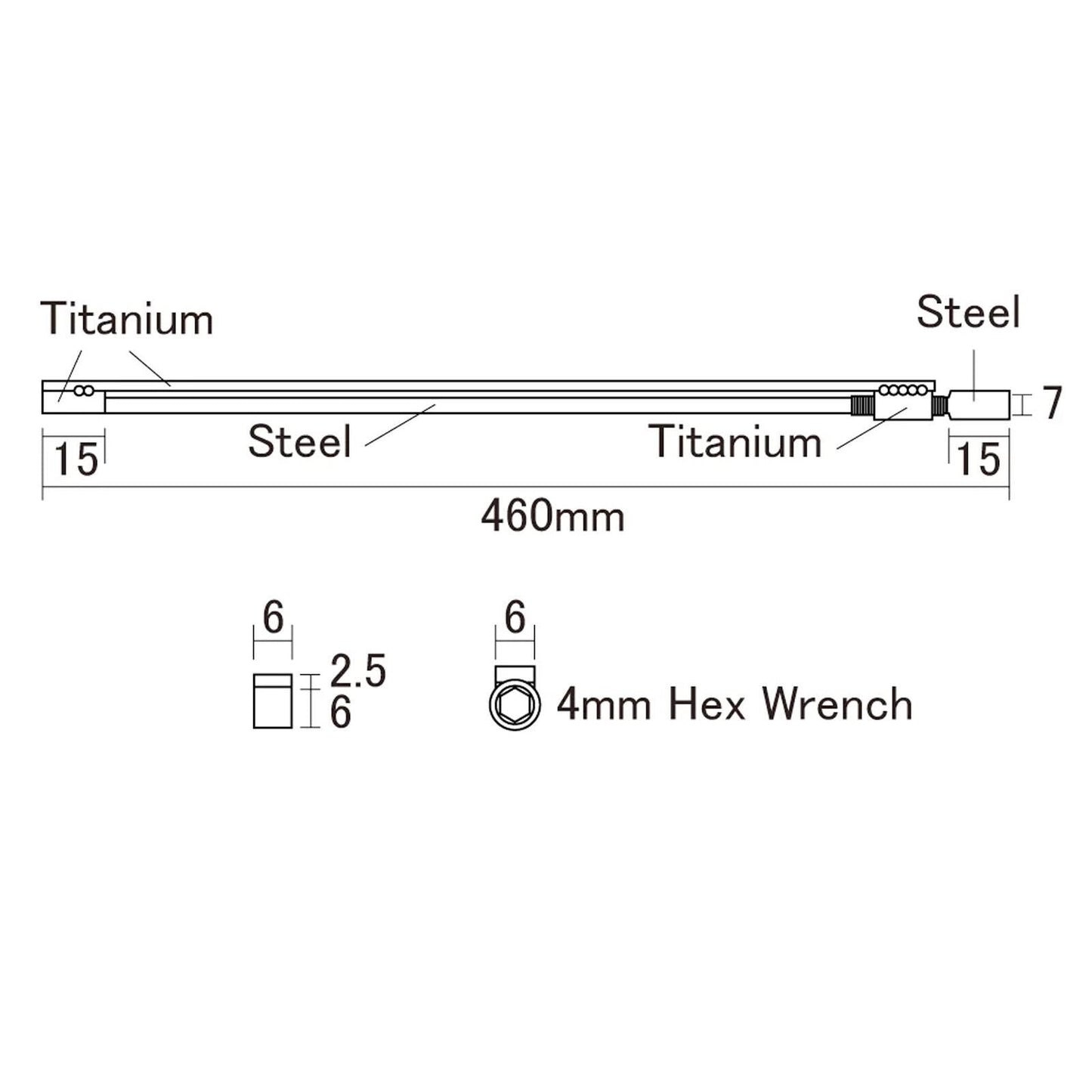 NEW Hosco Two-way Hybrid Truss Rod - Wrench: 4mm, Length : 460mm Weight : 96.5g