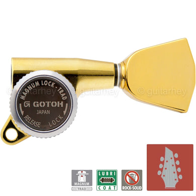 NEW Gotoh SG381-04 MGT Locking Tuners 7-String Keystone Keys L3+R4 Set 3x4, GOLD