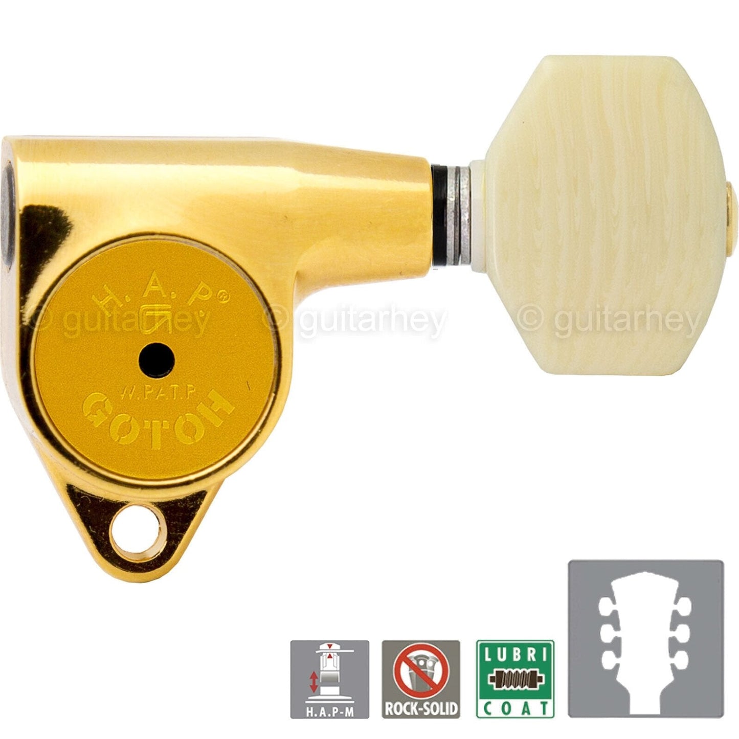 NEW Gotoh SG301-M07 HAPM Adjustable Post Height Locking IVORY Buttons 3x3 - GOLD