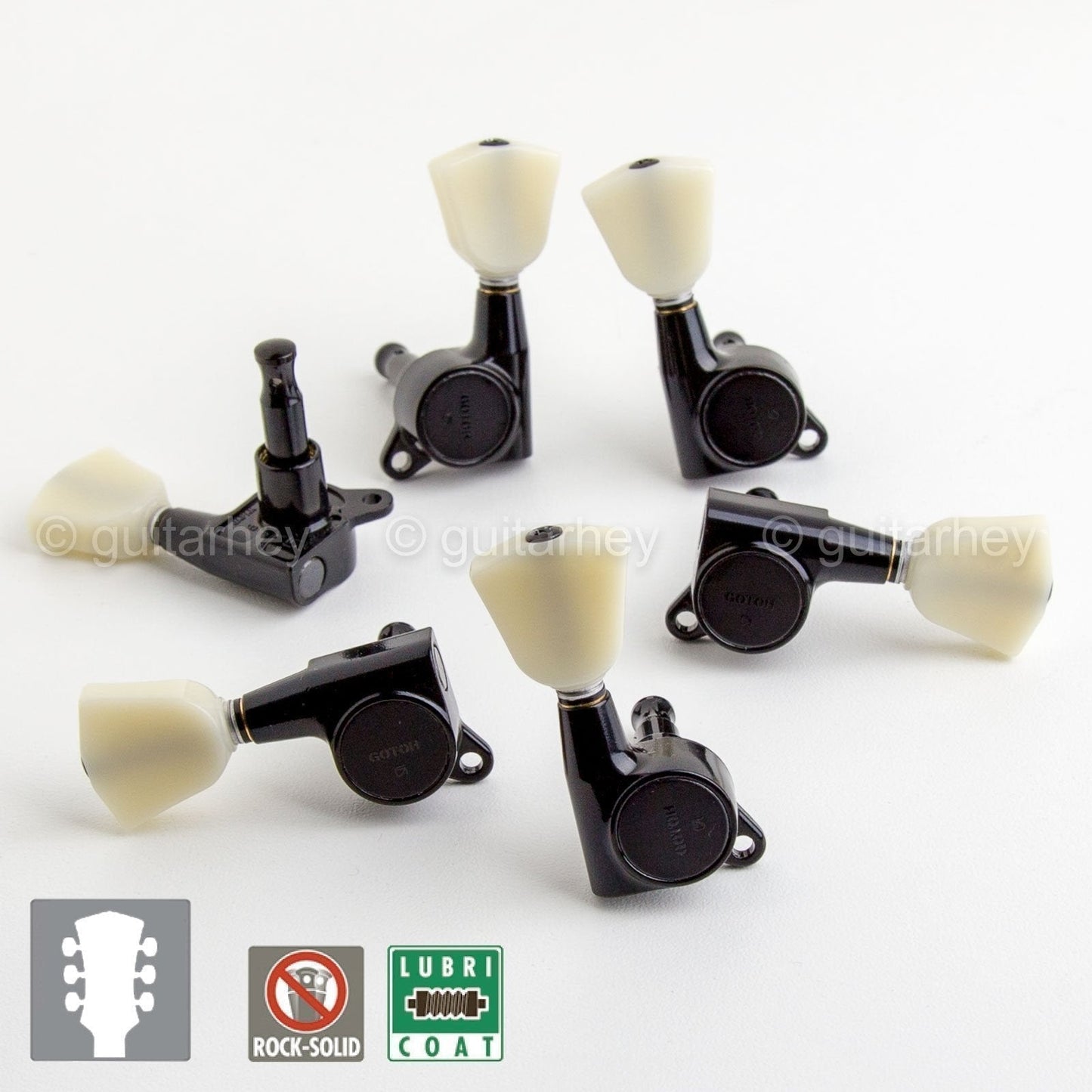 NEW Gotoh SG381-P4N Tuning Keys w/ Keystone Buttons Set 3x3 - BLACK