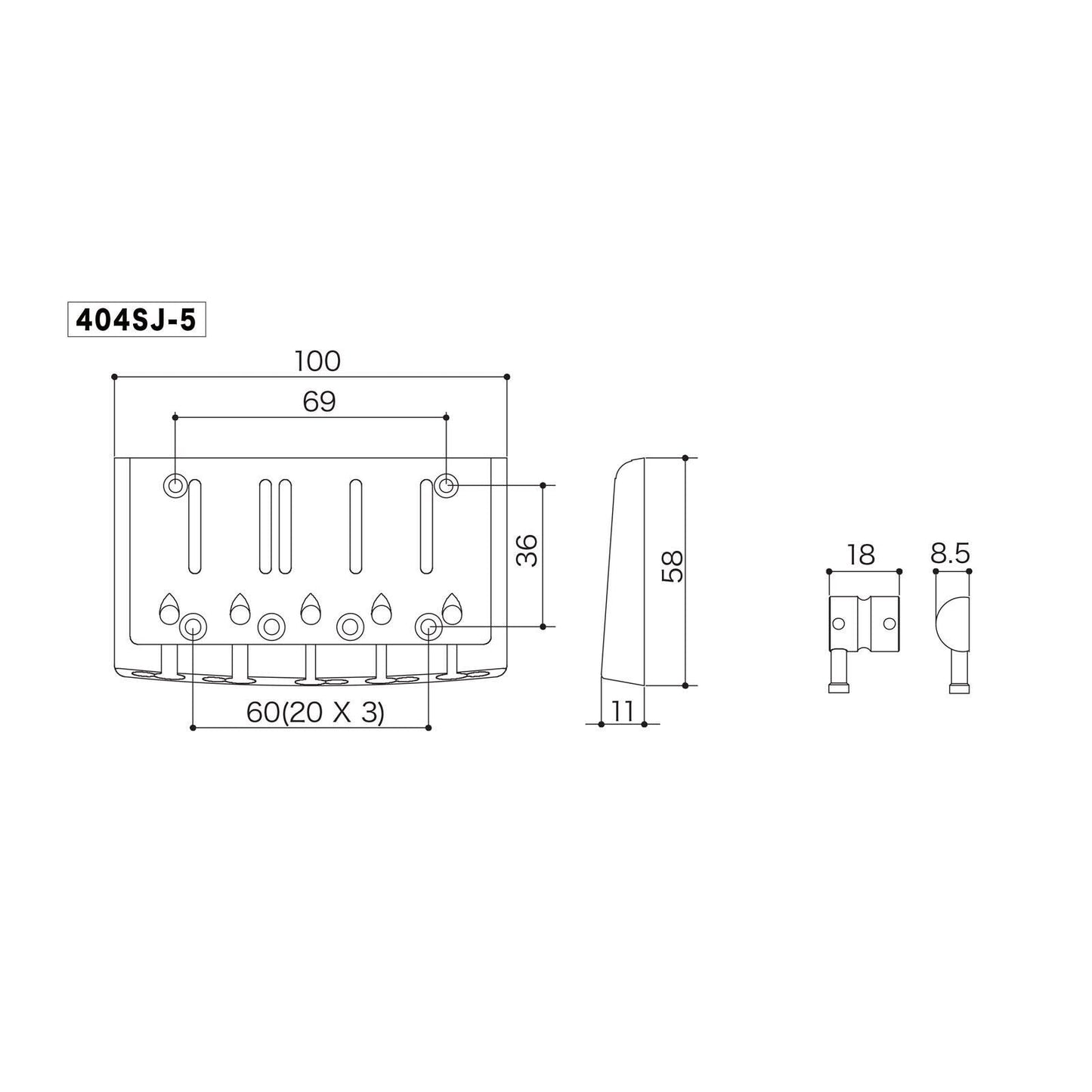 NEW Gotoh 404SJ-5 5-String Bass Bridge MULTI TONAL Steel Saddles X-FINISH-CHROME