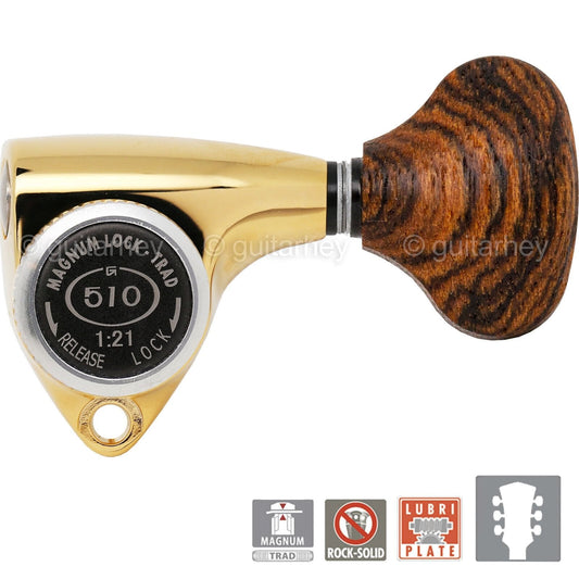NEW Gotoh SGV510Z-RL5 MGT L3+R3 LOCKING Tuners 21:1 Gear Ratio 3x3 - GOLD