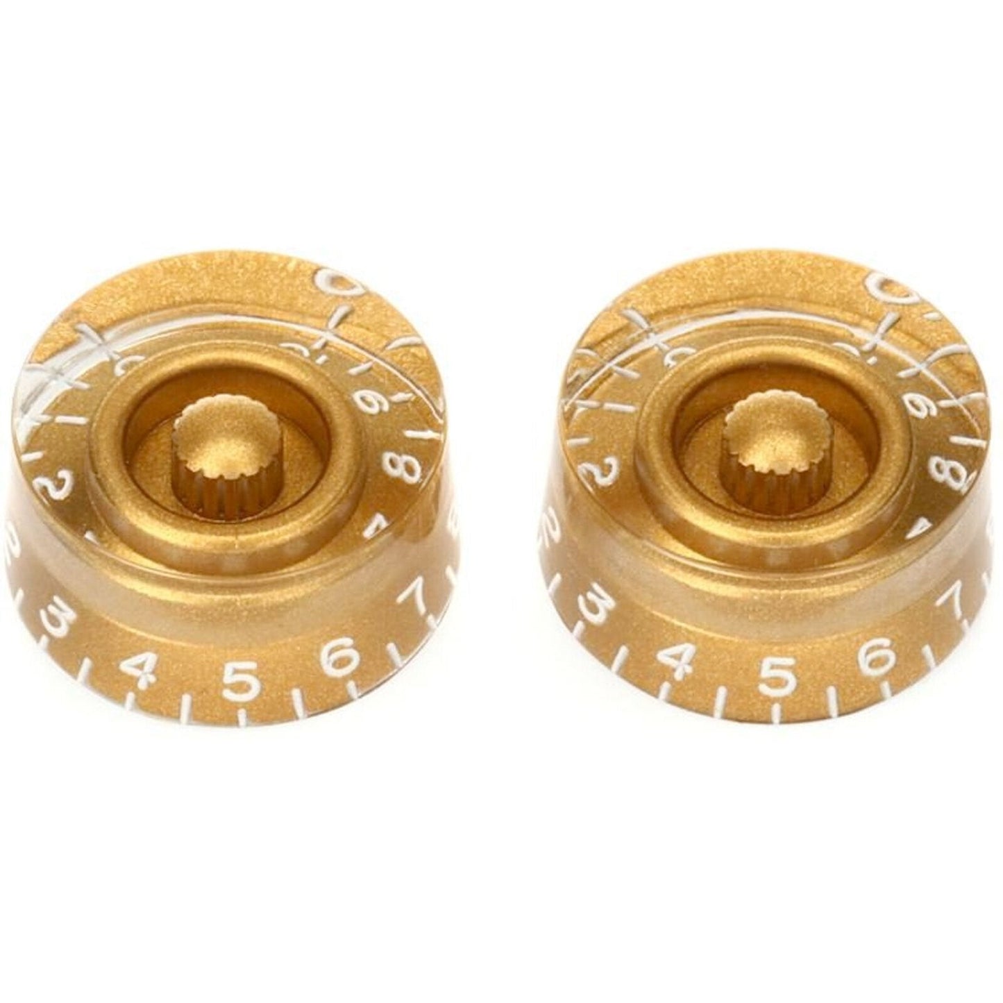 NEW (2) Vintage Style Speed Knobs fits USA Split Shaft Pots 1/2" height - GOLD