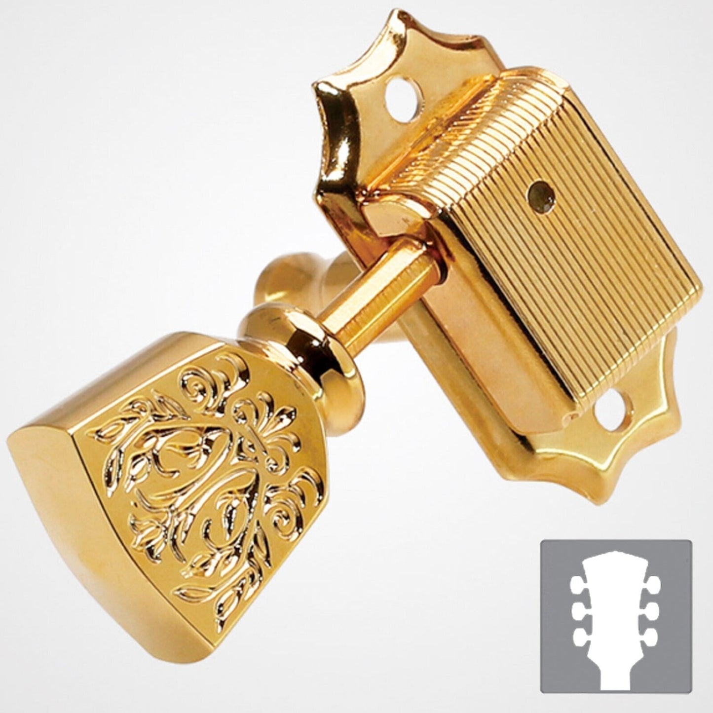 NEW Gotoh SD90-LX01 L3+R3 LUXURY Mode Tuners Set Tuning Keys Engraved 3x3 - GOLD