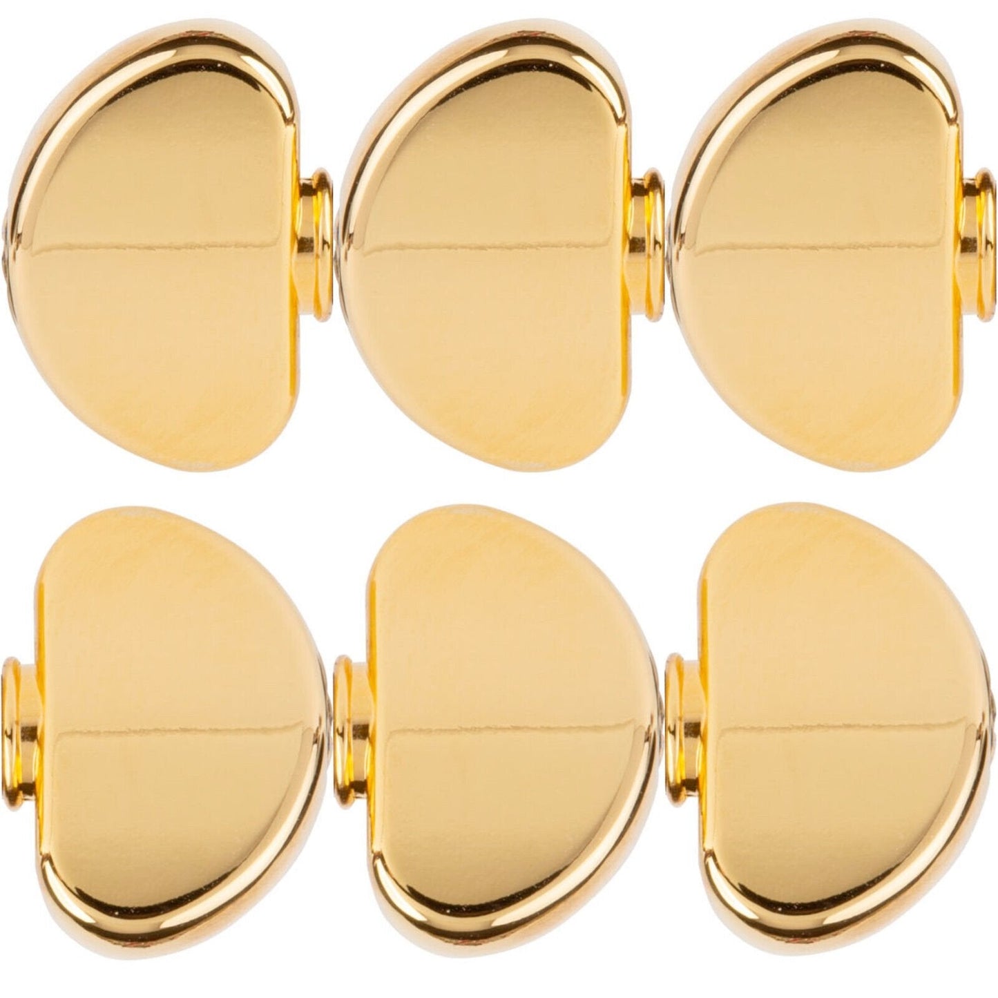 NEW (6) Grover Replacement Large Domed Buttons w/ Screws for Tuning Key - GOLD