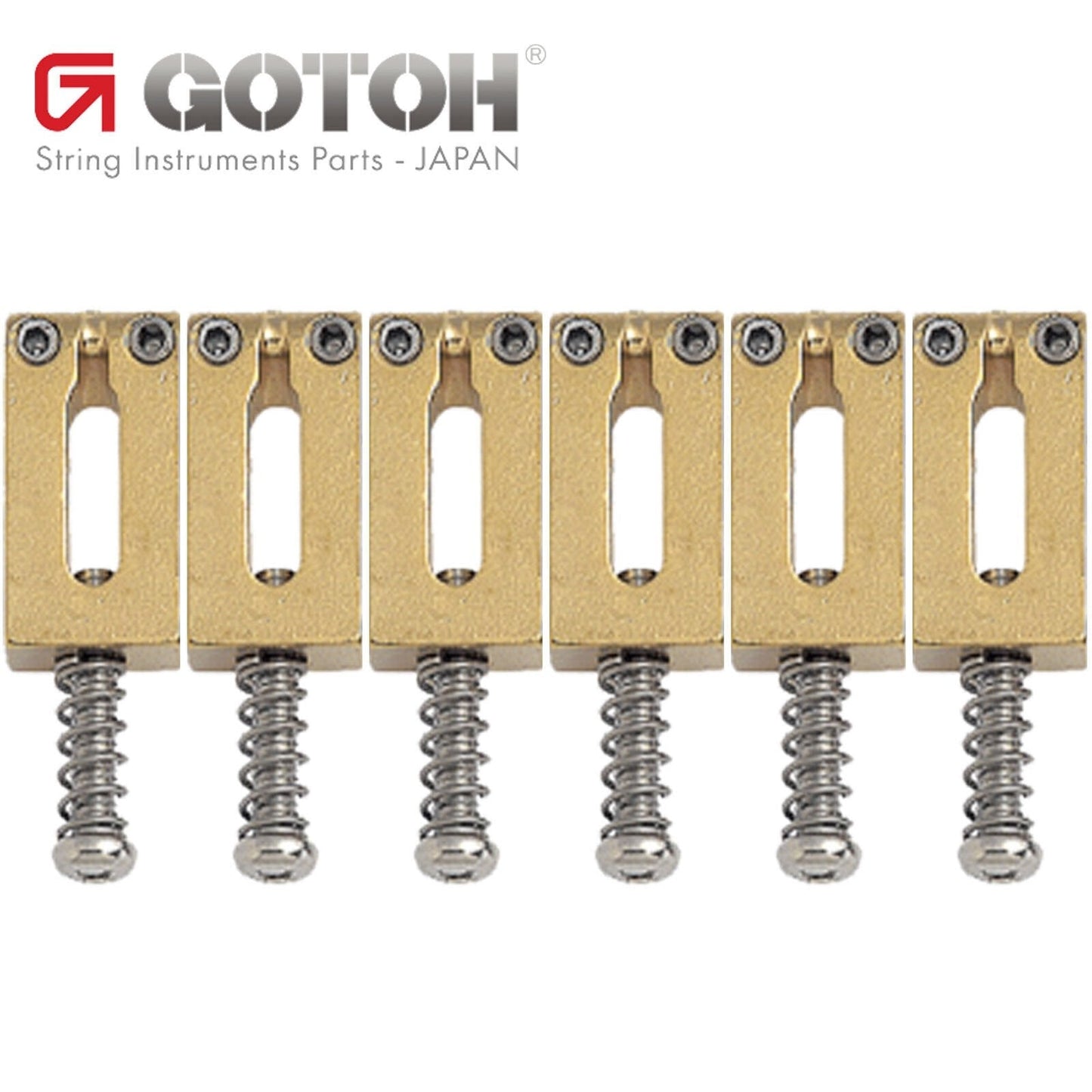NEW Gotoh S12 Set of 6 Brass Tremolo/Bridge Replacement Saddles 10.8mm - GOLD