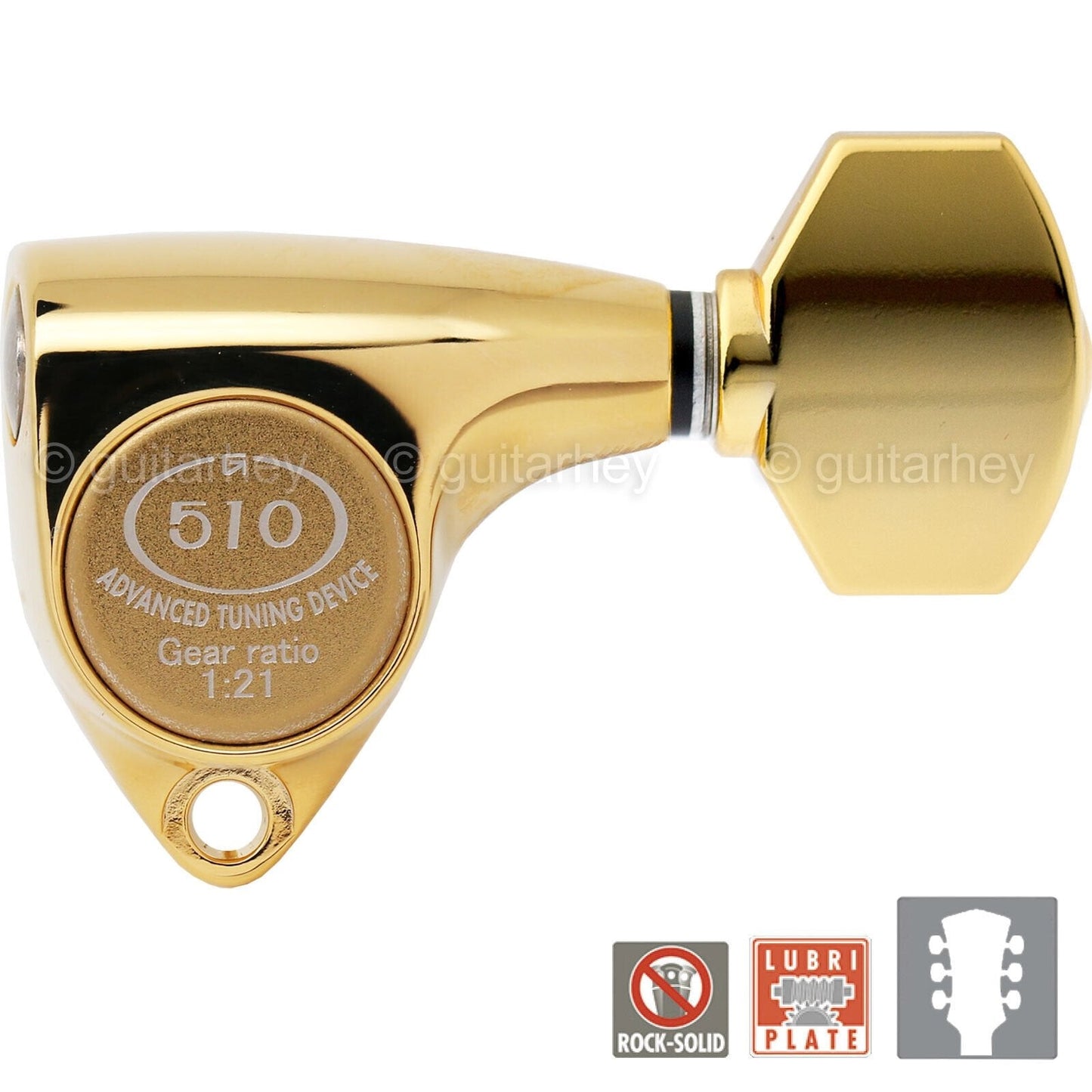 NEW Gotoh SGV510Z-A07 Tuners L3+R3 Set Aluminum Buttons 21:1 Gear Ratio 3x3 GOLD