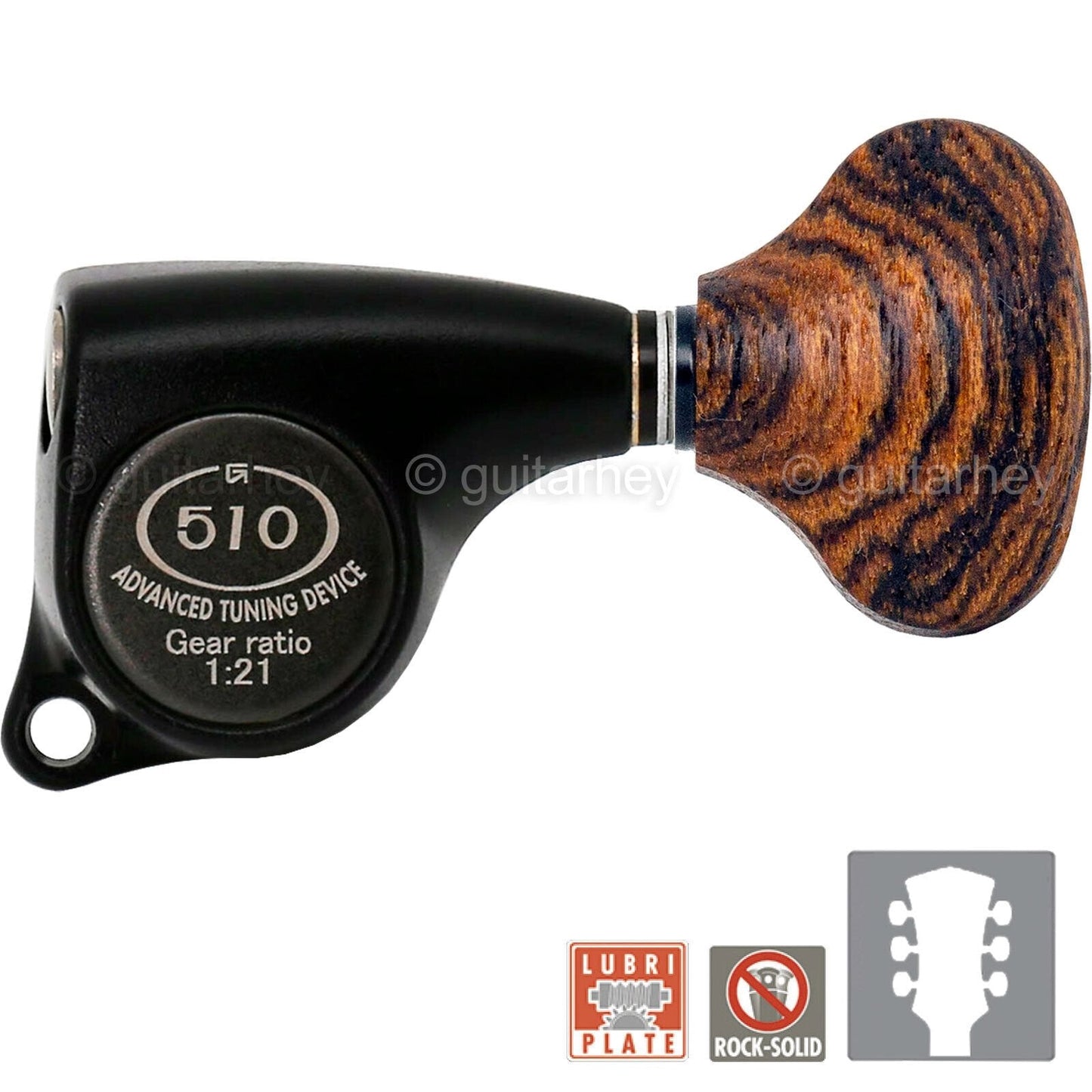 NEW Gotoh SGL510Z-RL5 Set Tuners 1:21 Gear Ratio Wood Buttons 3x3 - BLACK SATIN