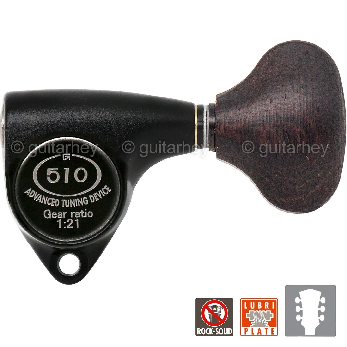NEW Gotoh SGV510Z-TL5 L3+R3 Tuners 21:1 Gear Ratio Wood Buttons 3x3, BLACK SATIN