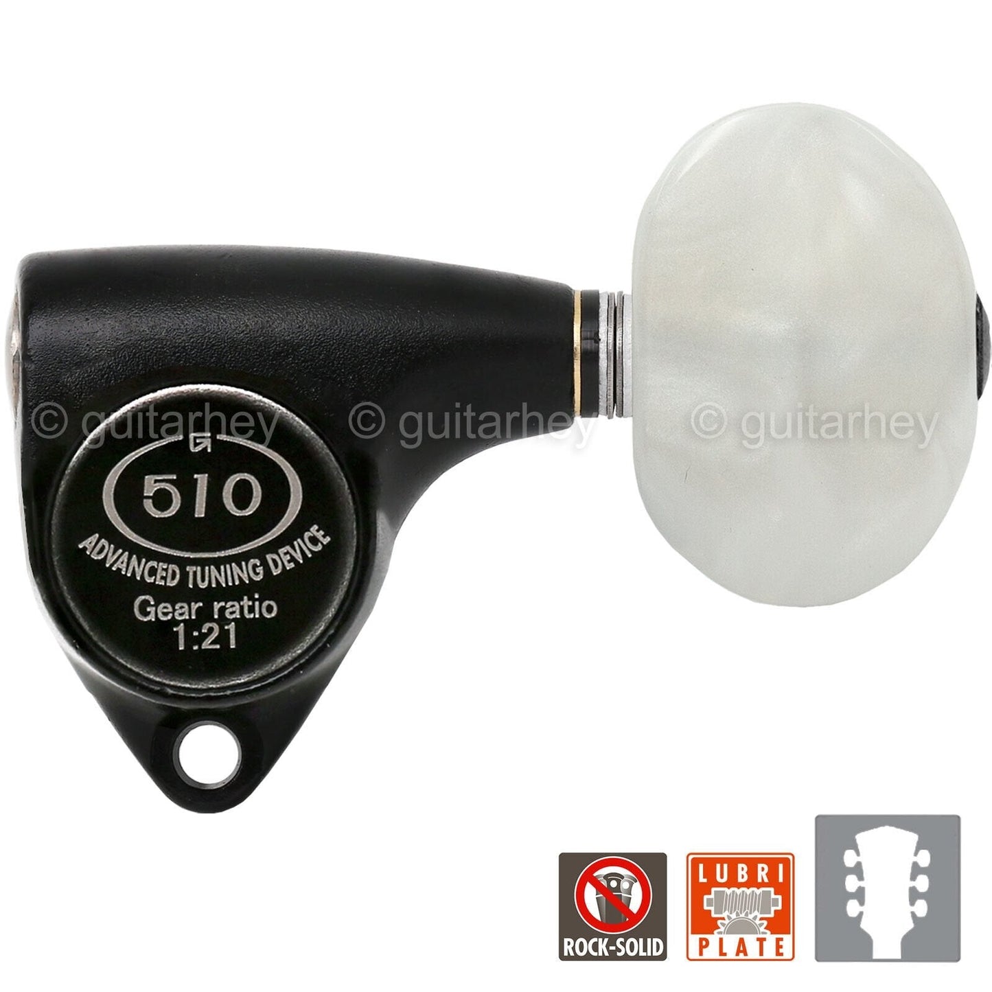 NEW Gotoh SGV510Z-P1 L3+R3 Tuners 21:1 Gear Ratio PEARL Buttons 3x3, BLACK SATIN