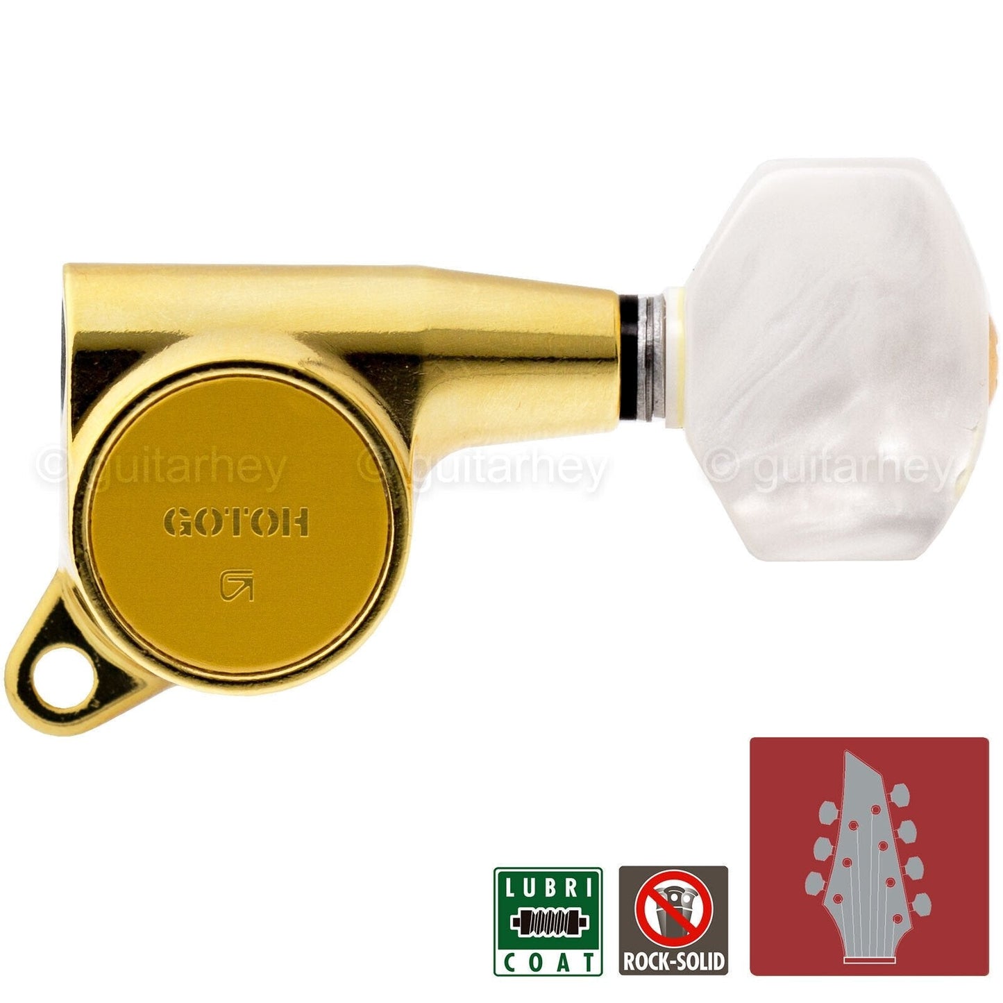 NEW Gotoh SG381-P7 L3+R4 7-String Tuners w/ PEARLOID Buttons Set 3X4 - GOLD