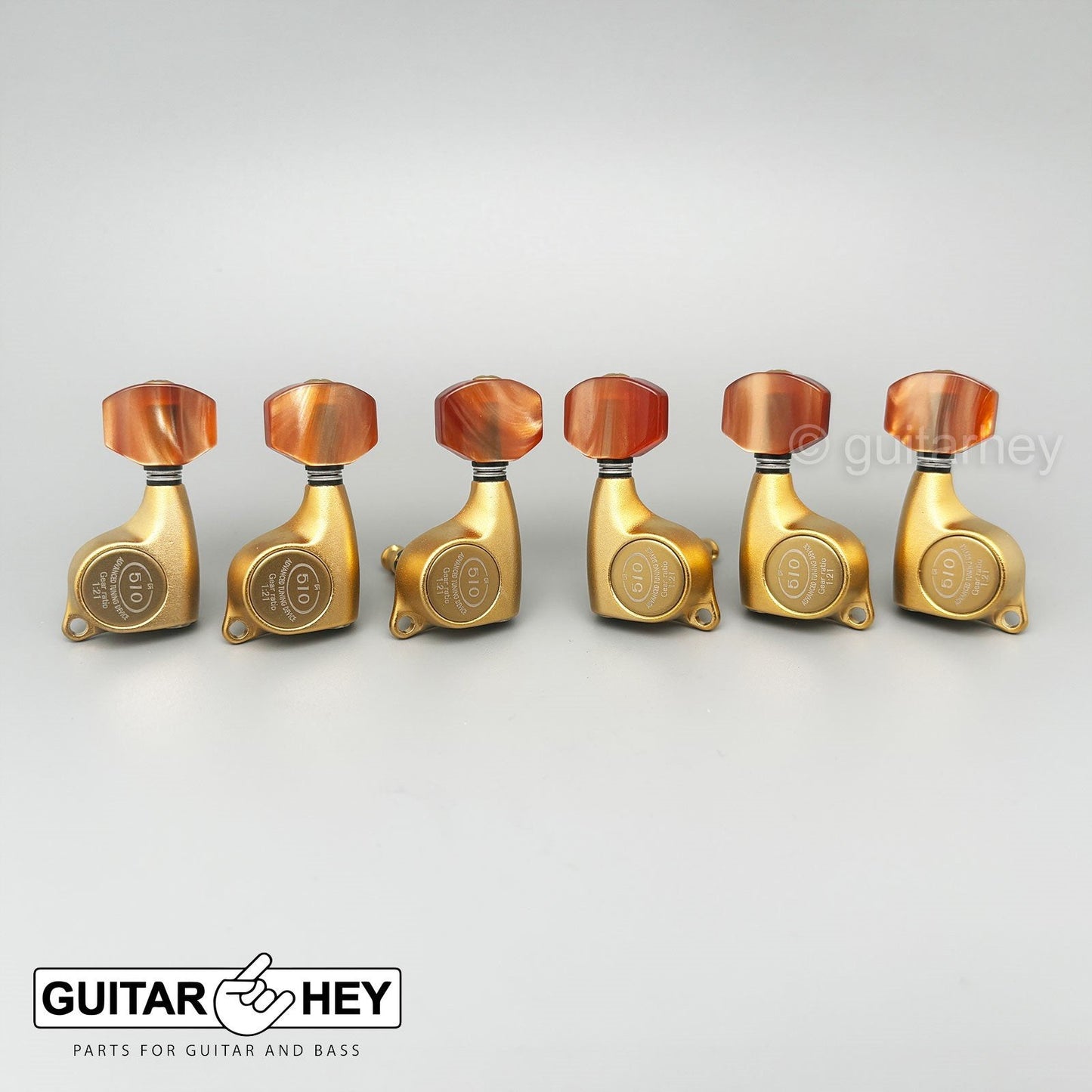 NEW Gotoh SGL510Z-P8 L3+R3 Tuners Set 1:21 Gear Ratio AMBER 3x3 - SATIN GOLD