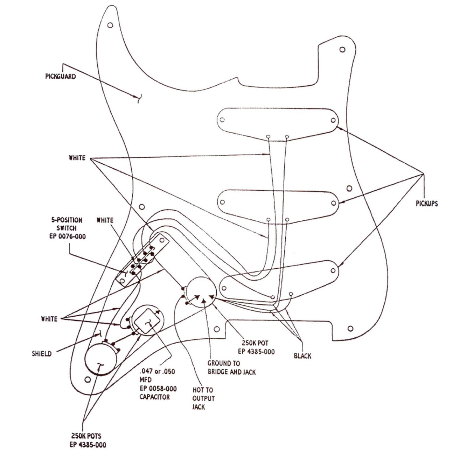 NEW Wiring Kit for Stratocaster® 5-Way CRL Switch CTS 250K .047mfd Cloth Wire