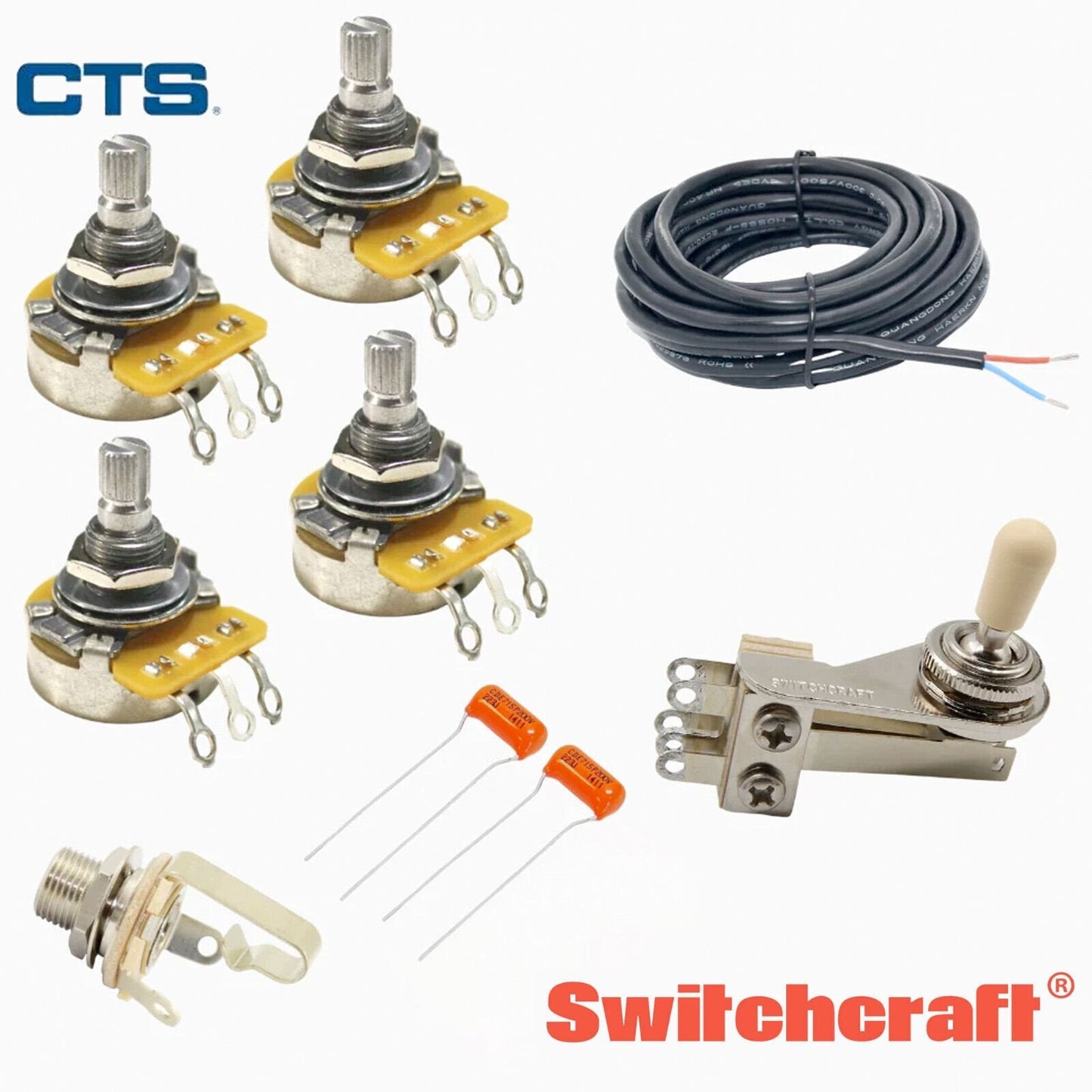 NEW Wiring Kit for Gibson® ES-335® Toggle Switch, CTS 500K .022 MFD, 2 Cond Wire