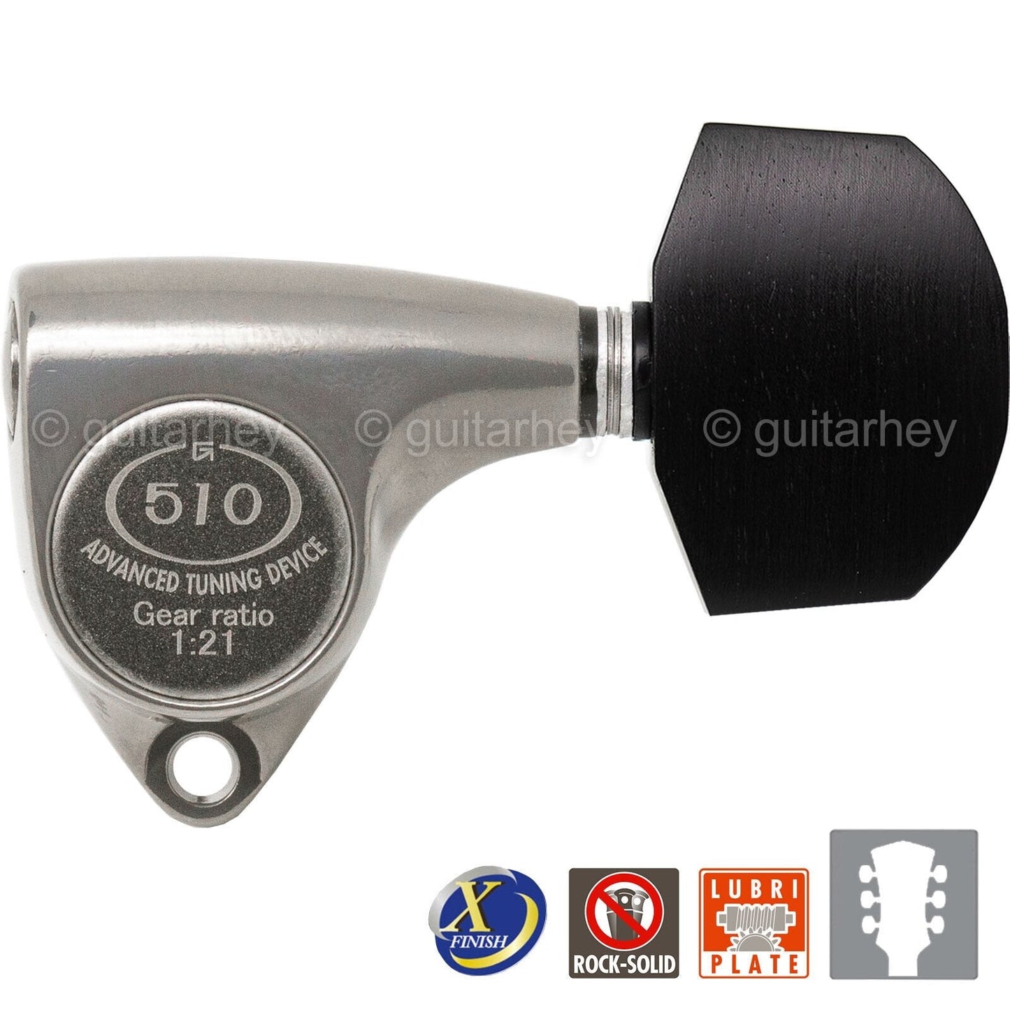 NEW Gotoh SGV510Z-EN01 Tuners L3+R3 Keys 1:21 Ratio, EBONY 3x3 - X-FINISH NICKEL