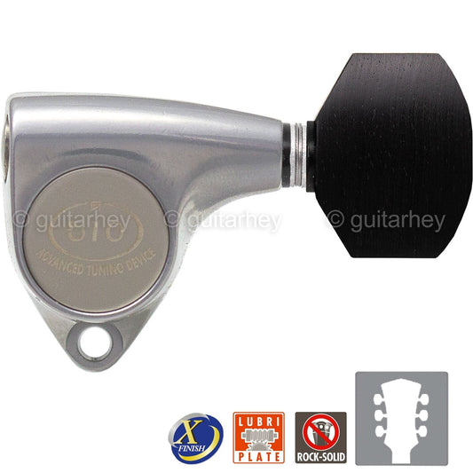 NEW Gotoh SGV510-EN07 Tuners L3+R3 Keys 1:18 Ratio, EBONY 3x3 - X-FINISH CHROME