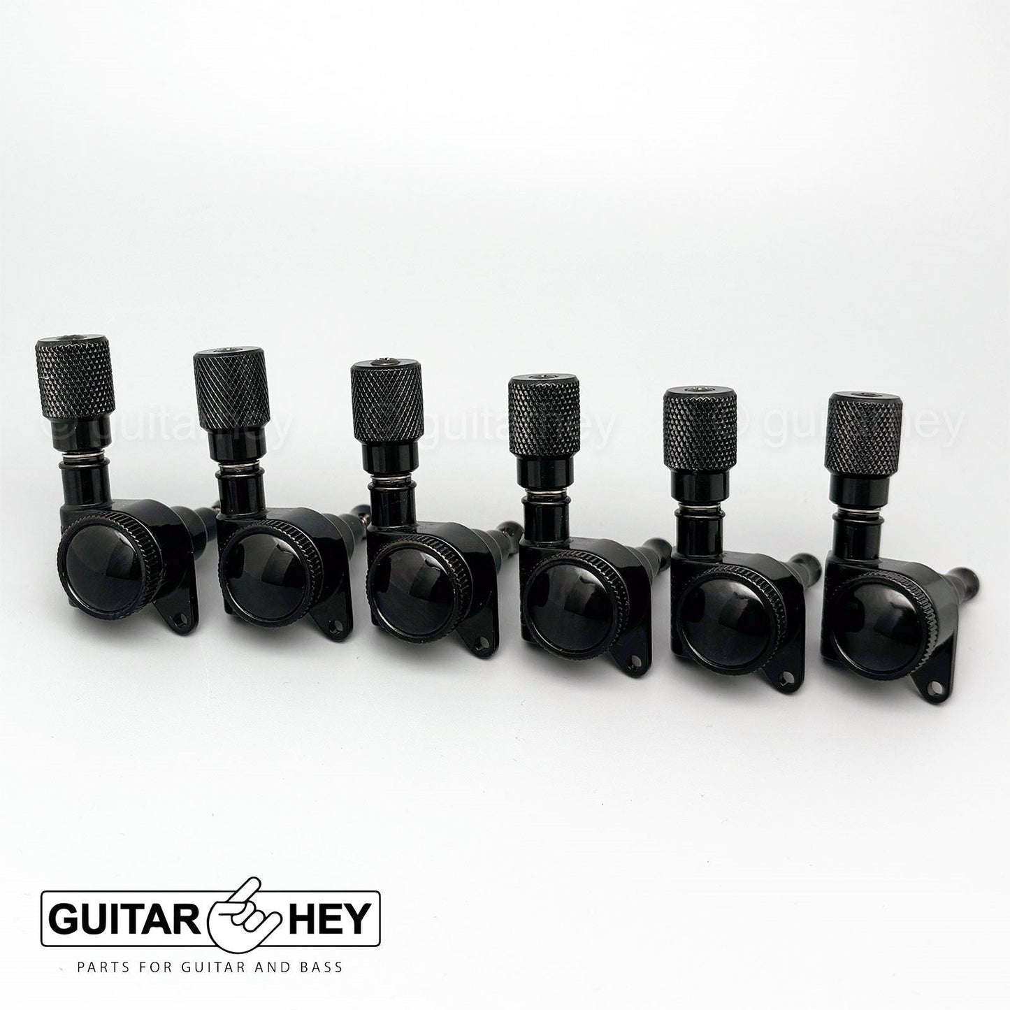 NEW Grover 505 Mini Roto-Grip Locking Rotomatic 6 In line KNURLED Tuners - BLACK