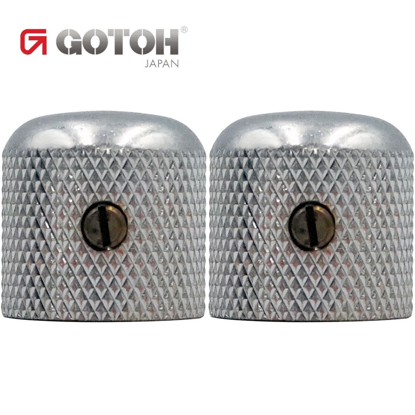 NEW (2) Gotoh Control Knob Metal DOME Bass/Guitar for 1/4 inch USA - AGED CHROME