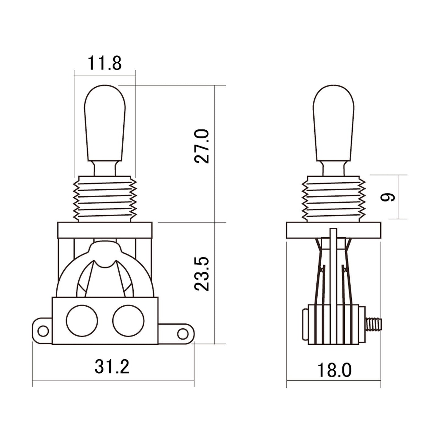 NEW Straight SHORT 3-Way Toggle Switch for Gibson Les Paul Guitar - COSMO BLACK