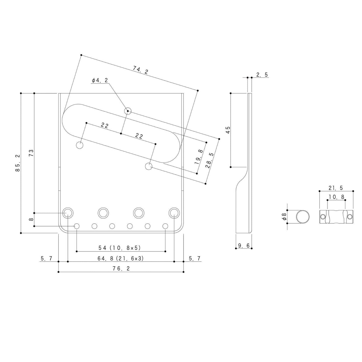 NEW Gotoh BS-TC1S Steel Tele Bridge, Cut Down Sides, Brass Saddles - GOLD