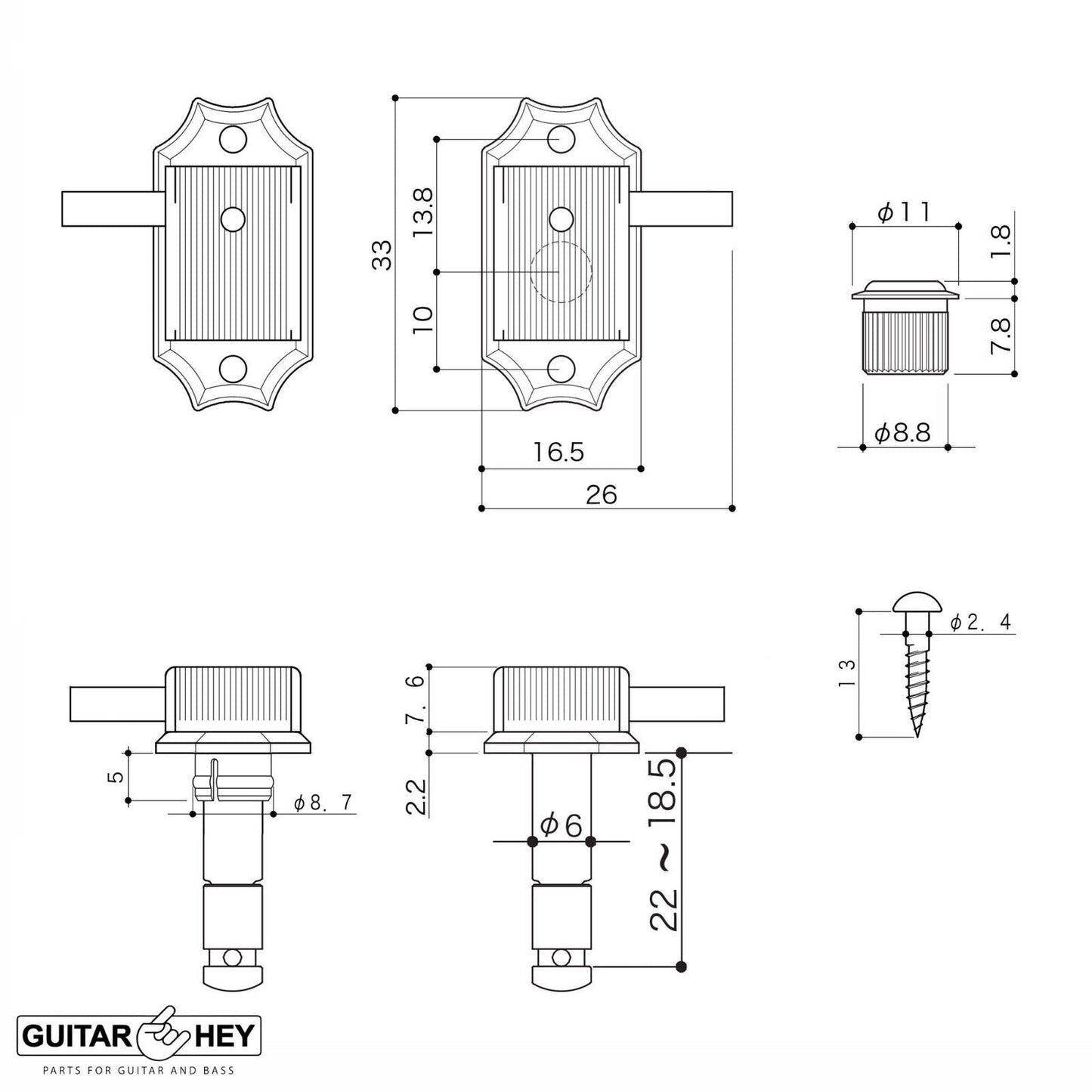 NEW Gotoh SD510-SLB HAPM LOCKING Tuners Set L3+R3 Adjustable Height 3x3 - NICKEL