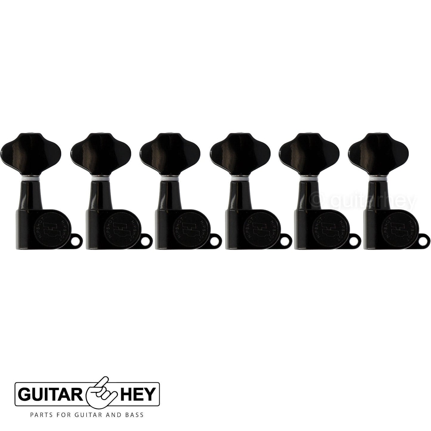 NEW Hipshot Classic Set 6-In-Line Non-Staggered Keys Victorian Buttons - BLACK