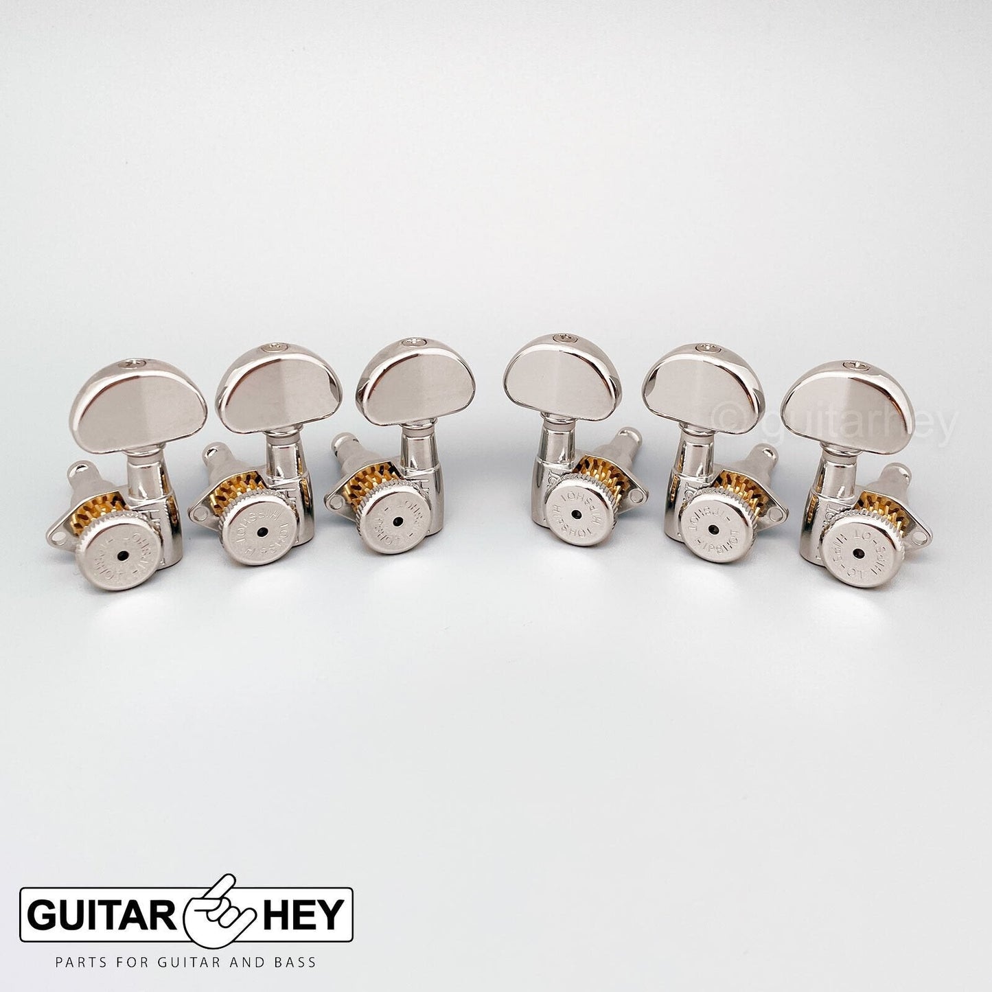 NEW Hipshot Grip-Lock Open-Gear TUNERS w/ LARGE Half Moon Buttons Set 3x3 NICKEL