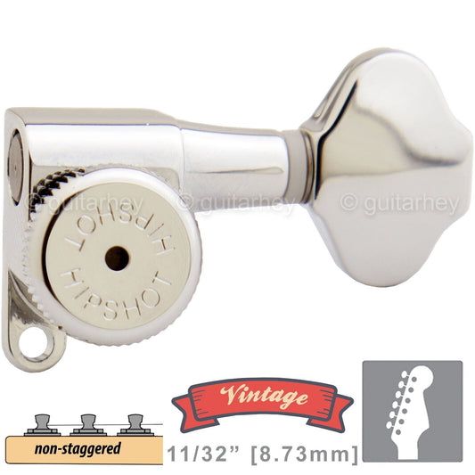 NEW Hipshot VINTAGE 6-in-Line Locking Tuners Victorian Buttons 21/64" ID, NICKEL