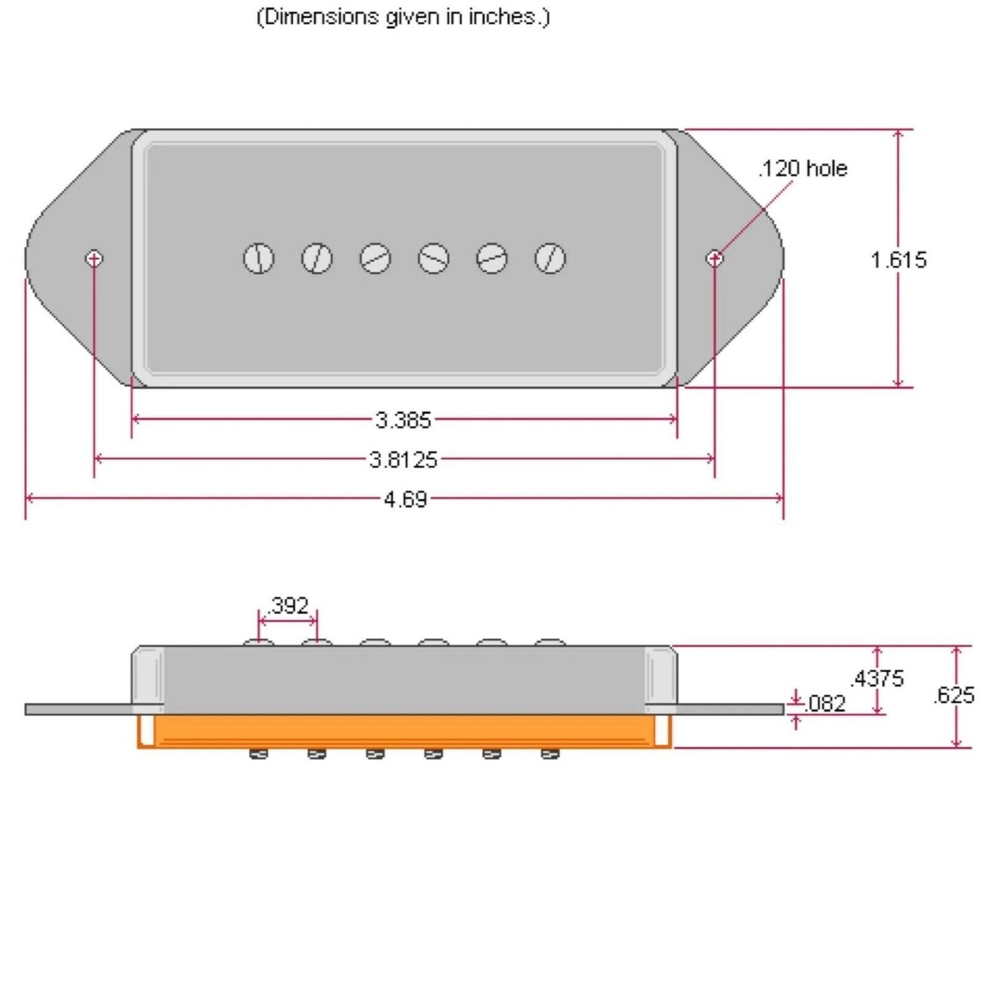 NEW DiMarzio DP280 Vintage P90 Dog Ear Guitar Soapbar Alnico 5 - BLACK