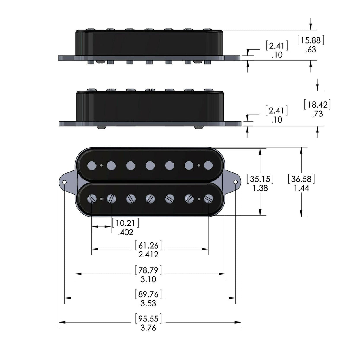 Pastilla DiMarzio DP281BK Rainmaker Para Cuello - Color Negro, Imán Cerámico, 4 Conductores