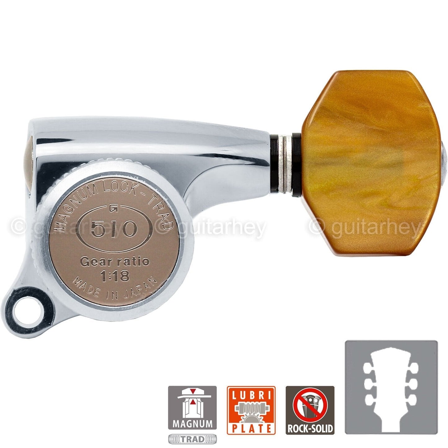 NEW Gotoh SGS510Z-P8 MGT L3+R3 Set Mini LOCKING Tuners 1:18 Ratio 3x3 - CHROME