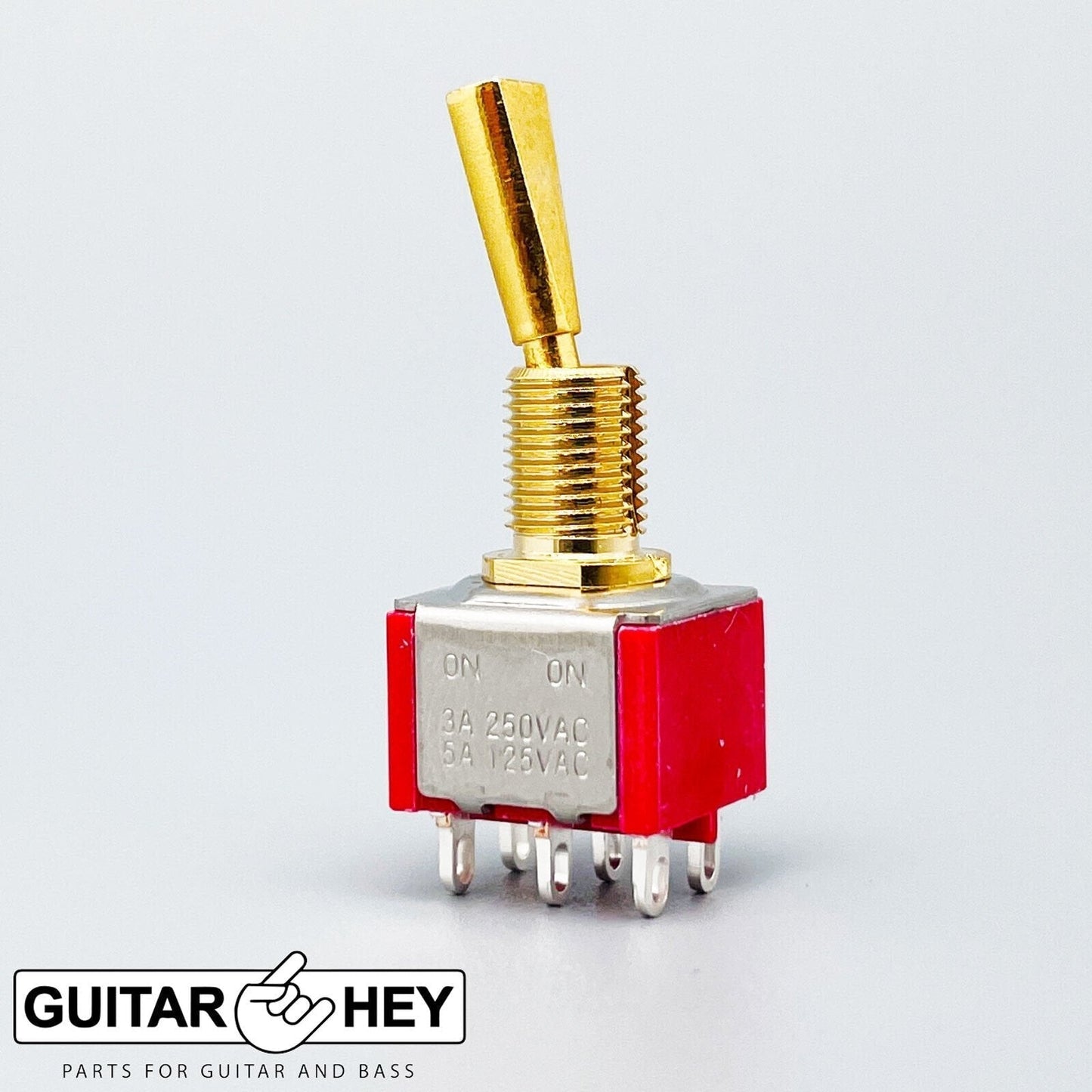 NEW (1) On-On Mini Switch DPDT 2-way Bass or Guitar - GOLD