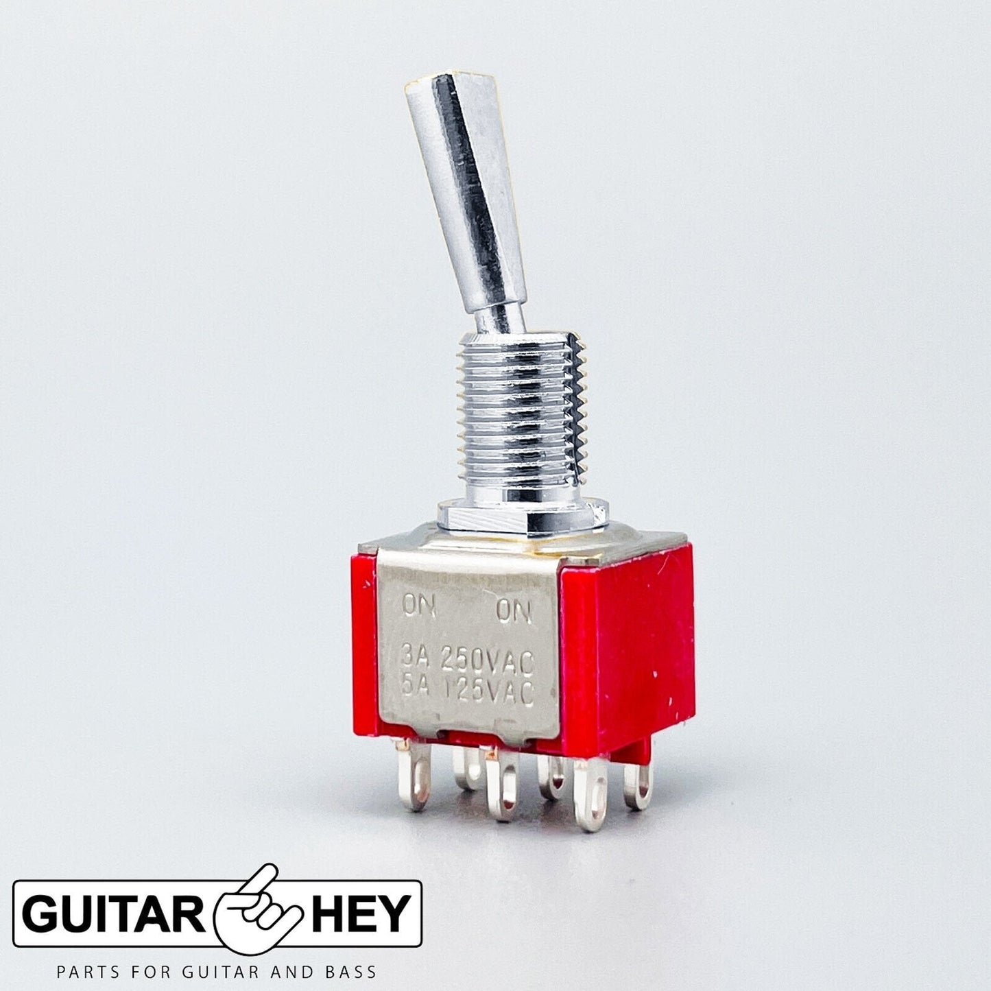 NEW (1) On-On Mini Switch DPDT 2-way Bass or Guitar - CHROME