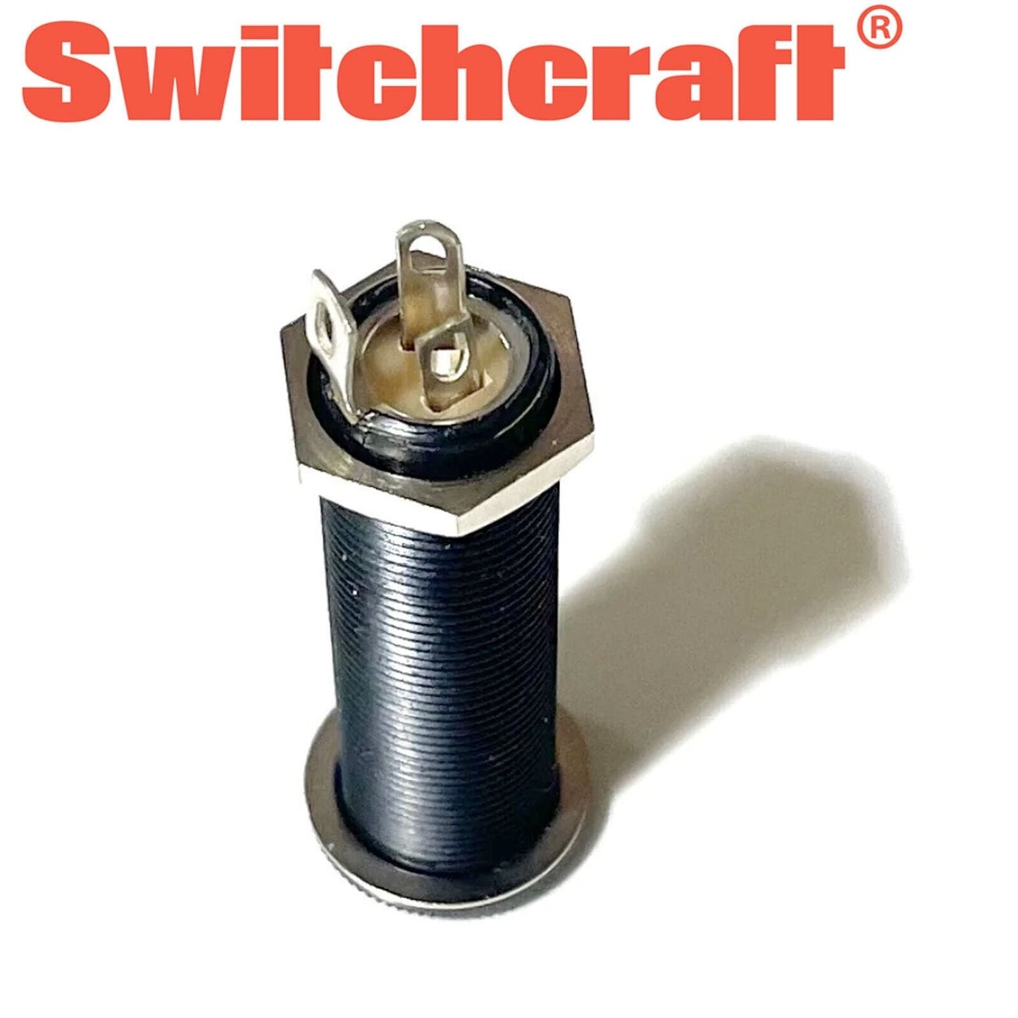 NEW (1) Switchcraft Black Stereo Threaded Barrel Jack for Guitar/Bass - BLACK