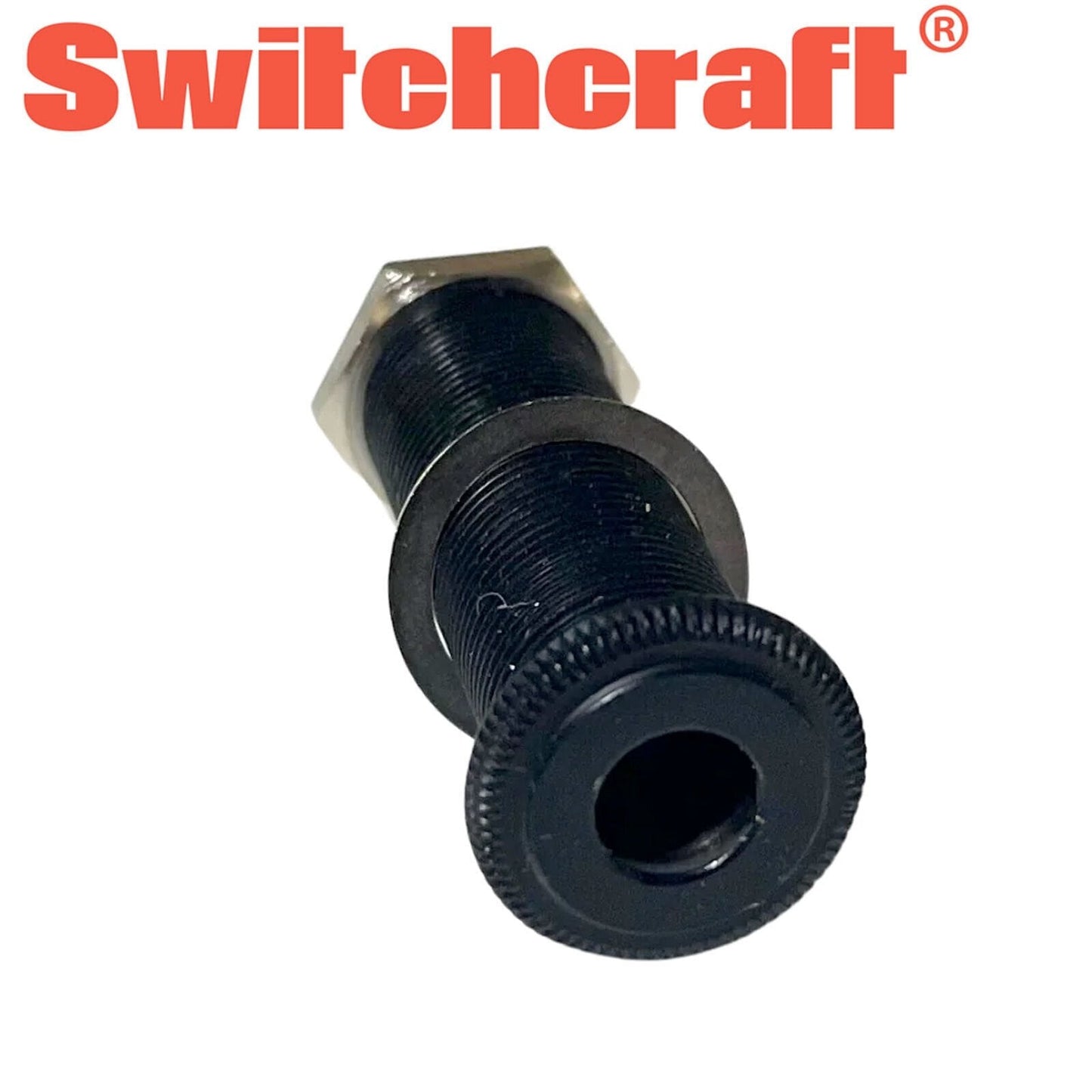 NEW (1) Switchcraft Black Stereo Threaded Barrel Jack for Guitar/Bass - BLACK