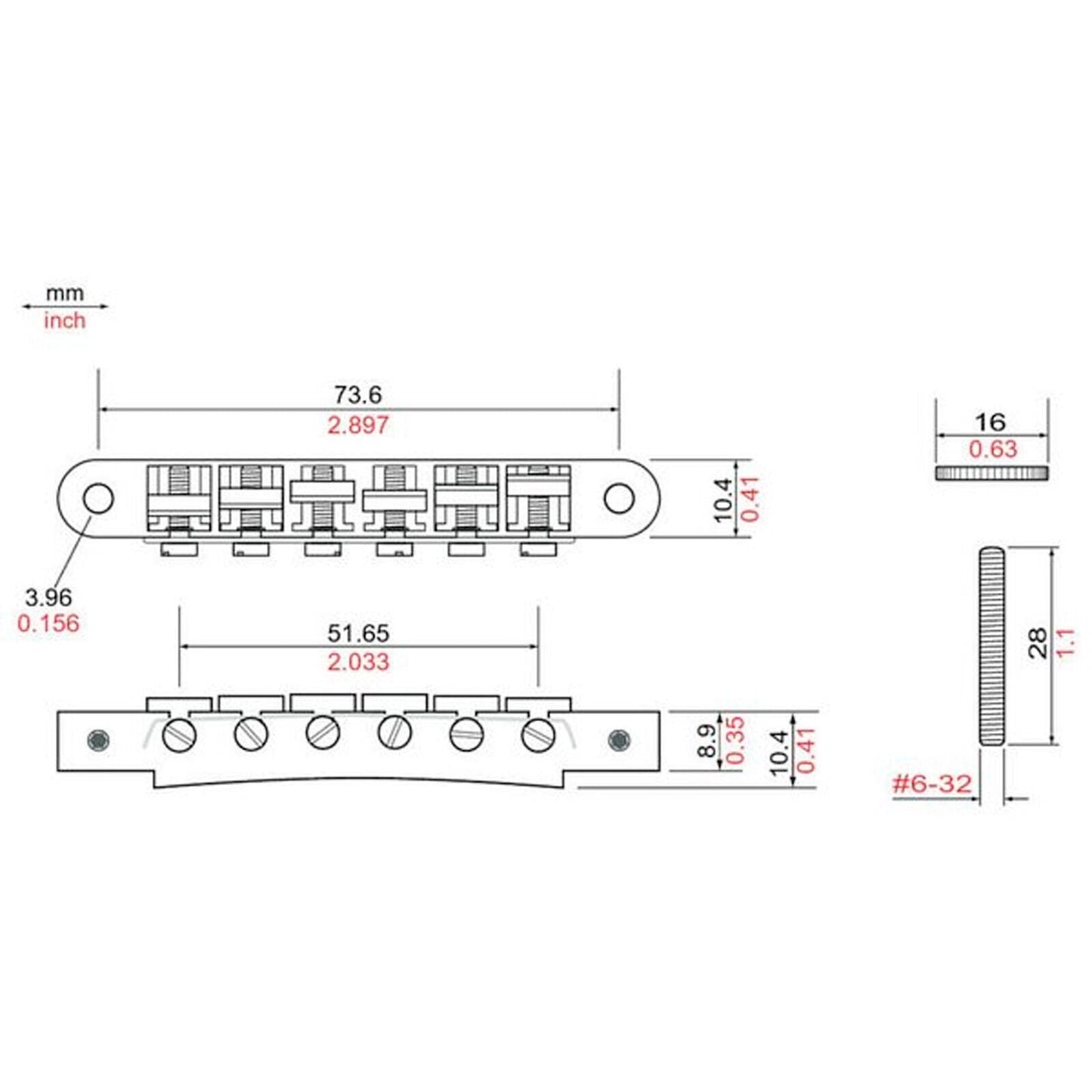NEW TonePros AVR2P ABR-1 Style Tunematic Bridge Pre-Notched Saddles - CHROME