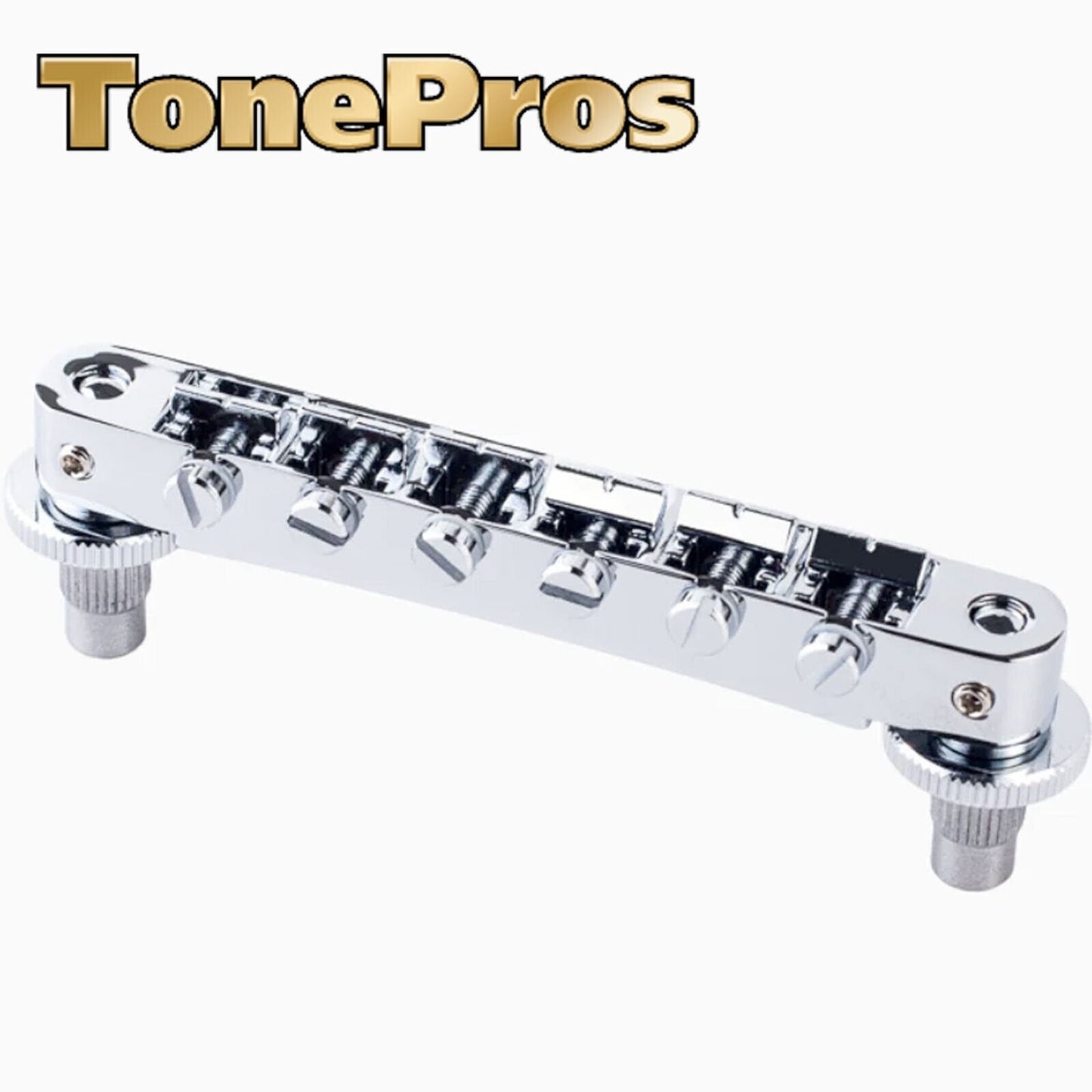 Tonepros NVR2P Nashville Style Tunematic Bridge with Pre-Notched Saddles, CHROME