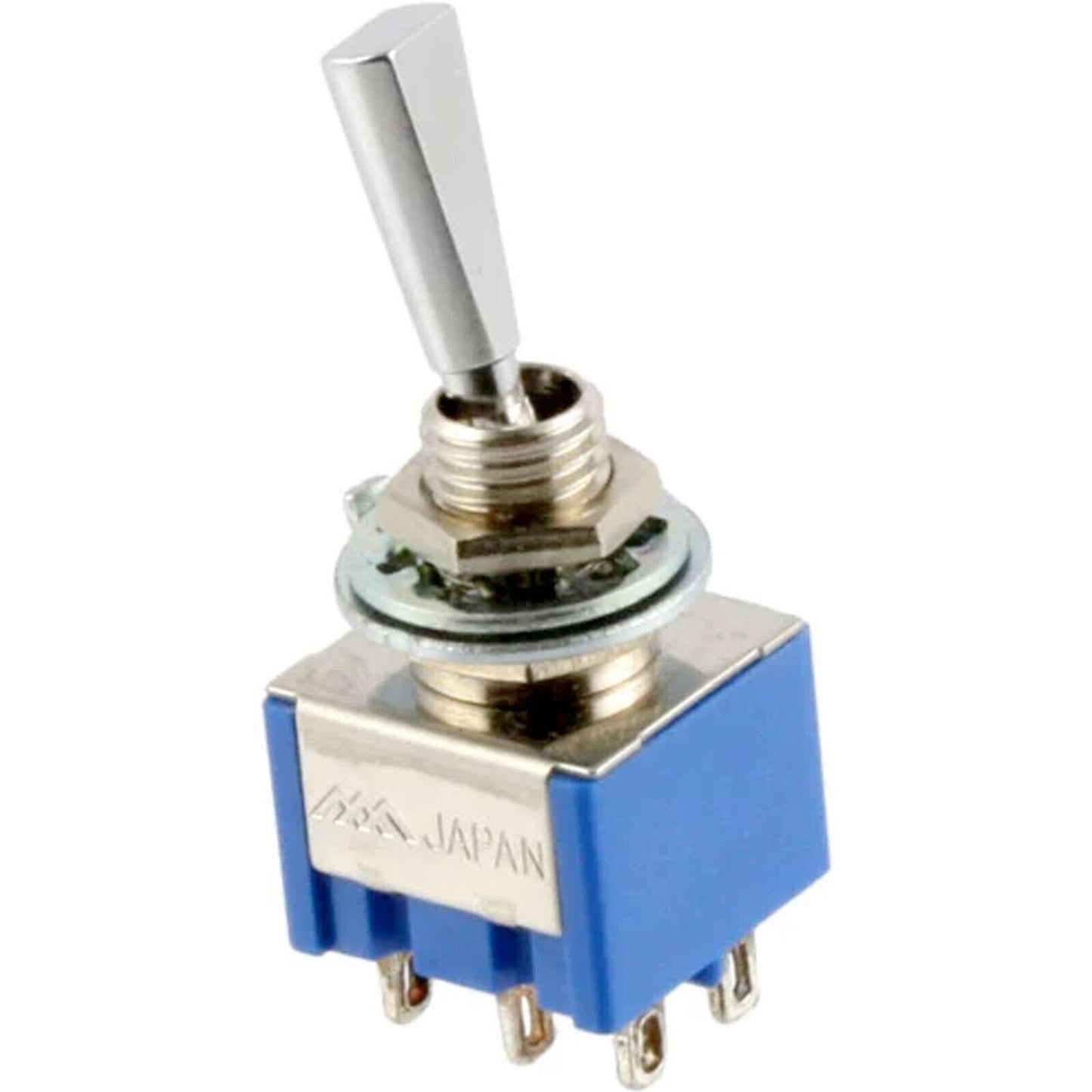 NEW (1) On-On Mini Switch DPDT 2-way Bass or Guitar Made in Japan - CHROME