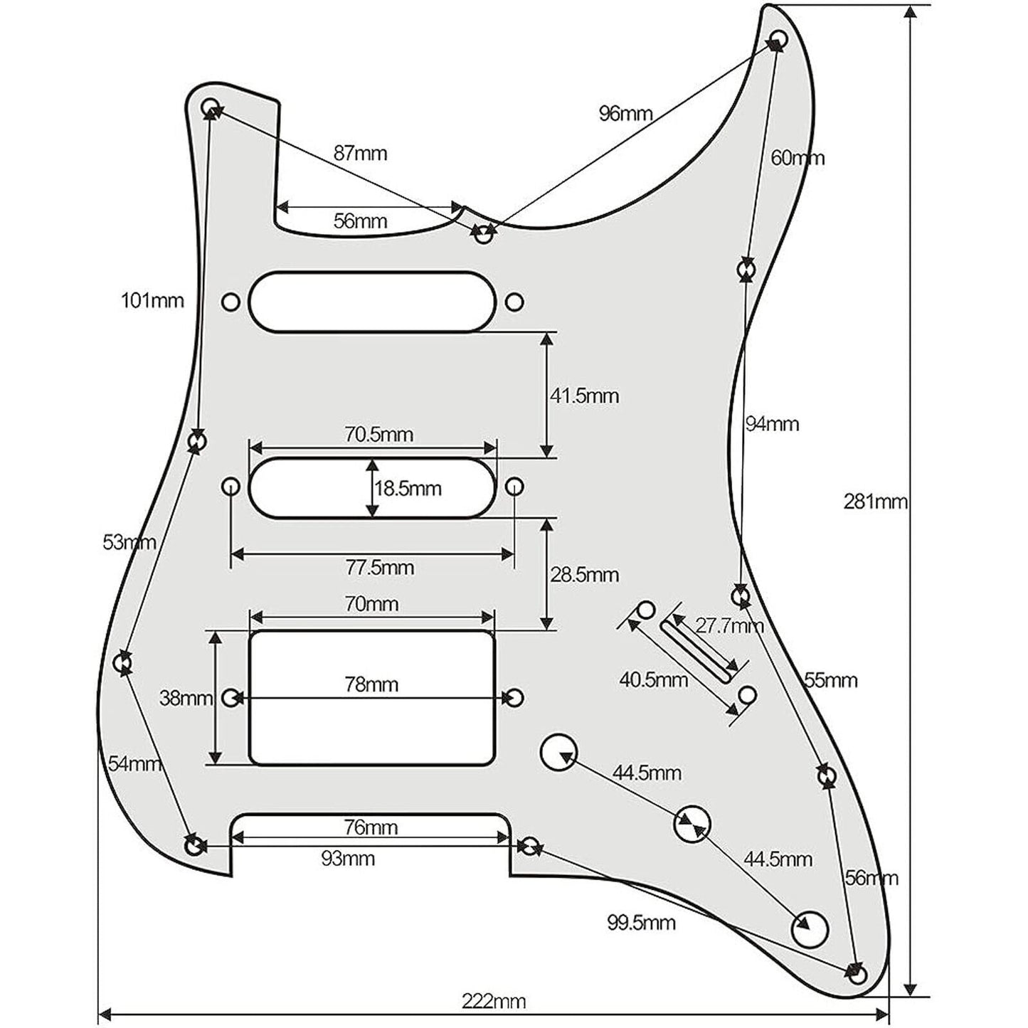 4-ply H/S/S Pickguard for Fender Stratocaster/Strat® 11-Holes PARCHMENT PEARLOID