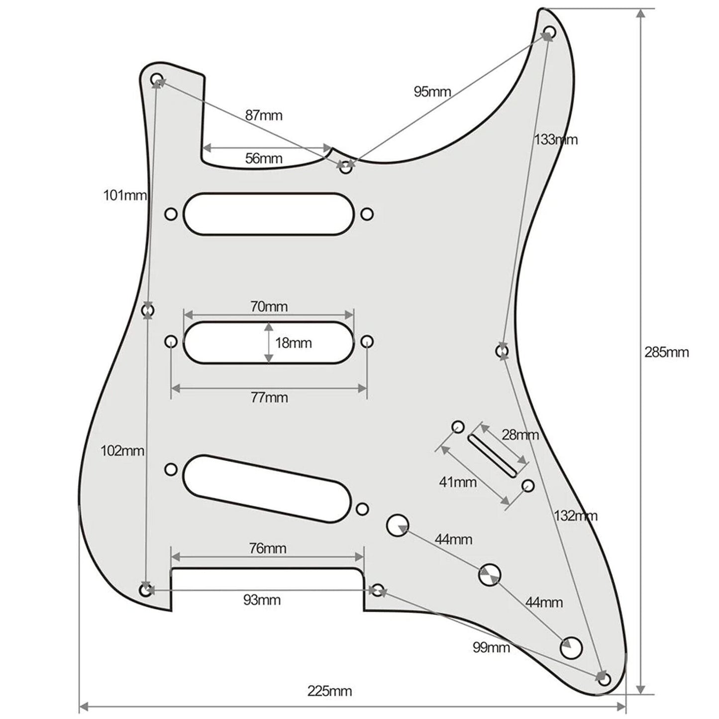 NEW 1-ply S/S/S Pickguard for '57 Fender Stratocaster/Strat® 8-Holes - PARCHMENT