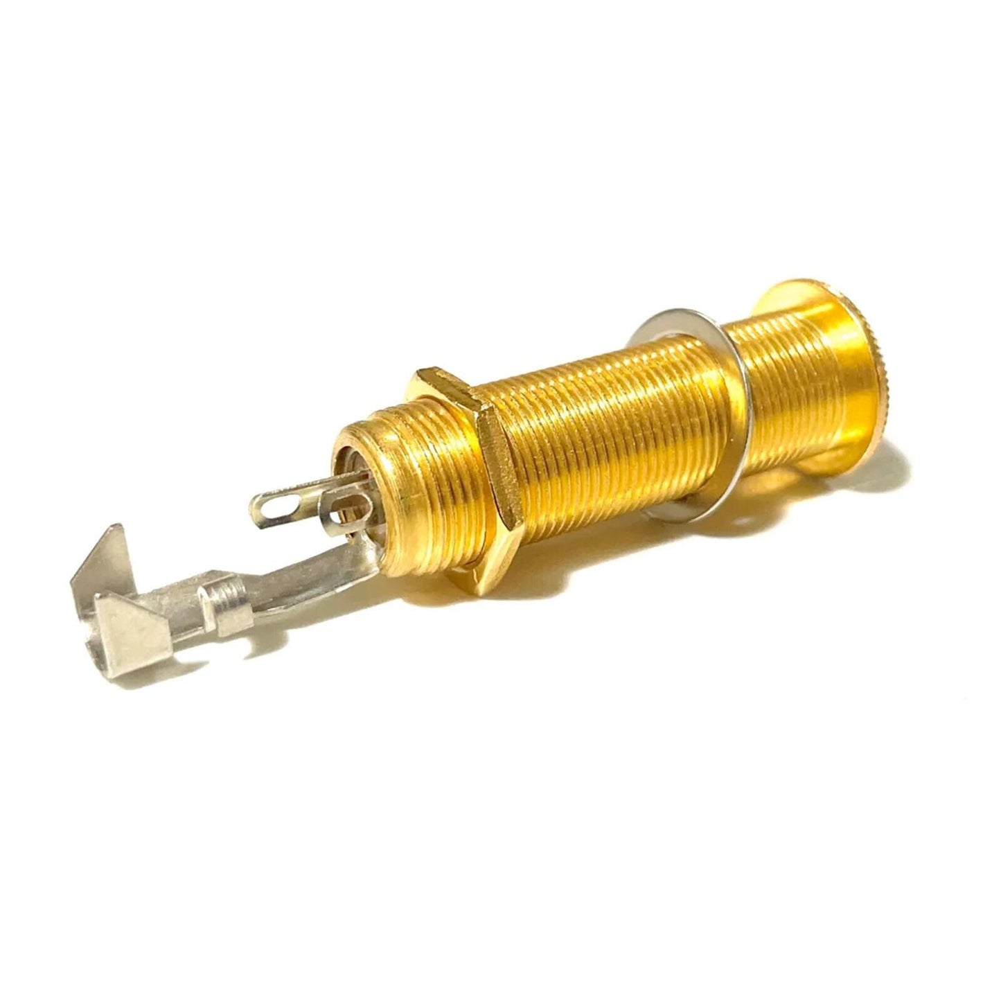 NEW (1) Switchcraft Black Stereo Threaded Barrel Jack for Guitar/Bass - GOLD