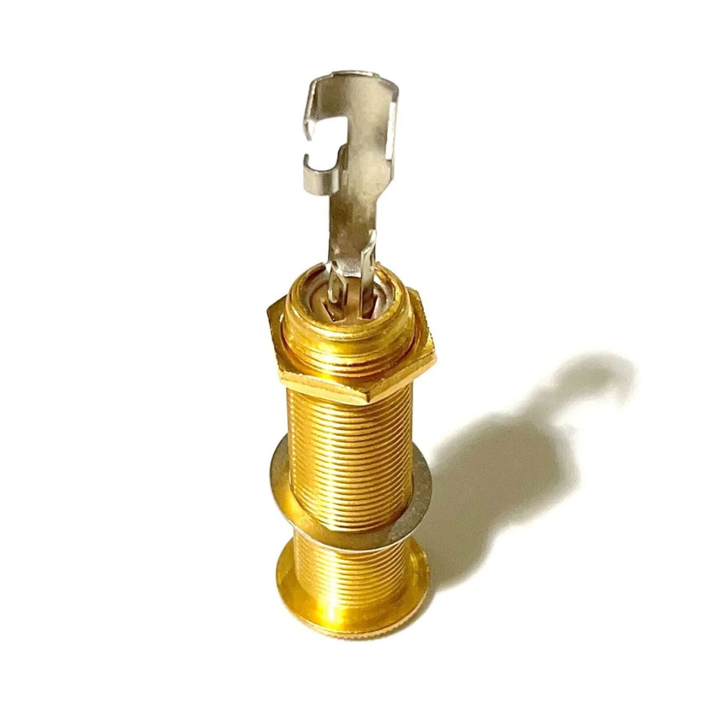 NEW (1) Switchcraft Black Stereo Threaded Barrel Jack for Guitar/Bass - GOLD