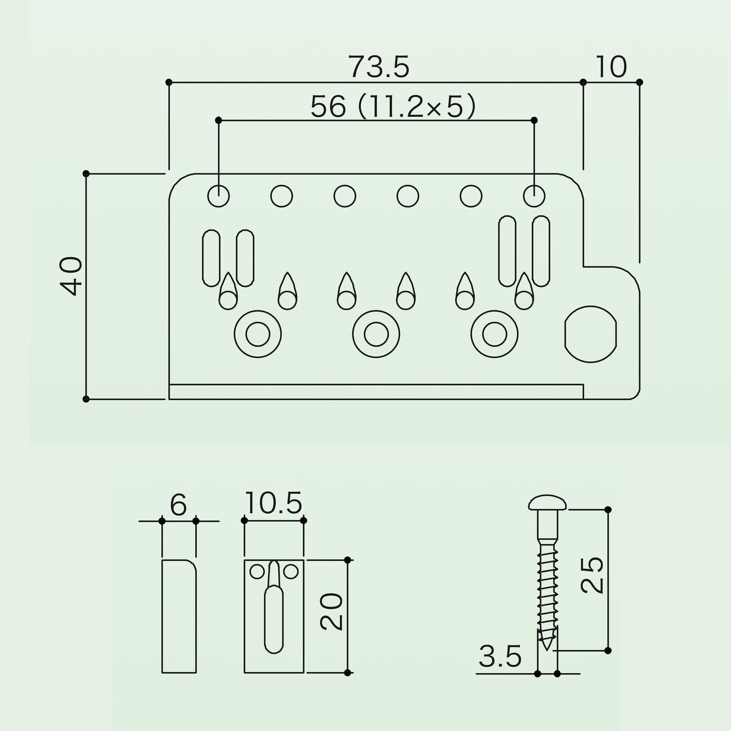 Gotoh NS510TS-FE2 Non-locking Tremolo Bridge Steel Block NARROW Spacing - GOLD