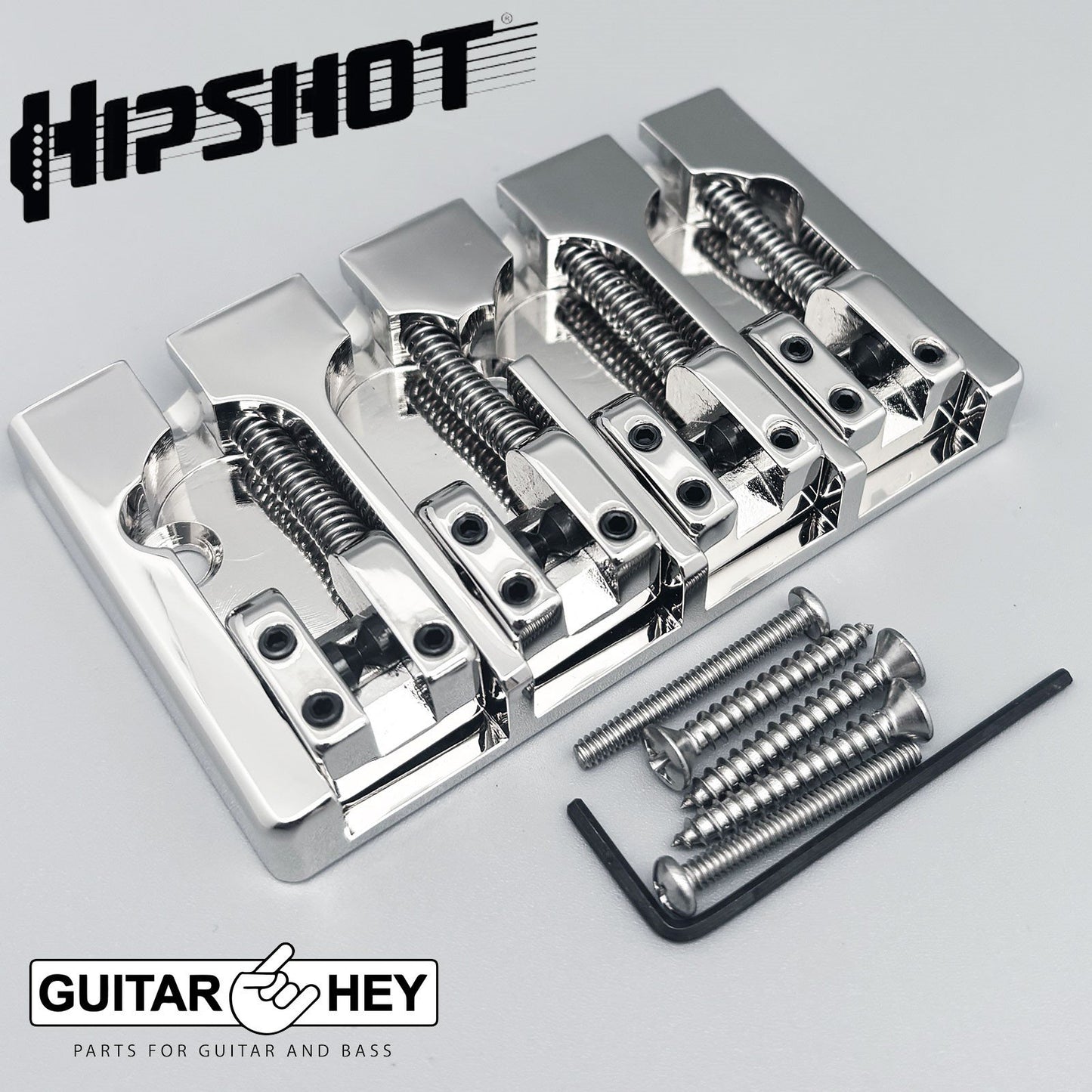 NEW Hipshot 5A4FM1AC 4 string A Style Fender Mount Aluminum Bass Bridge - CHROME